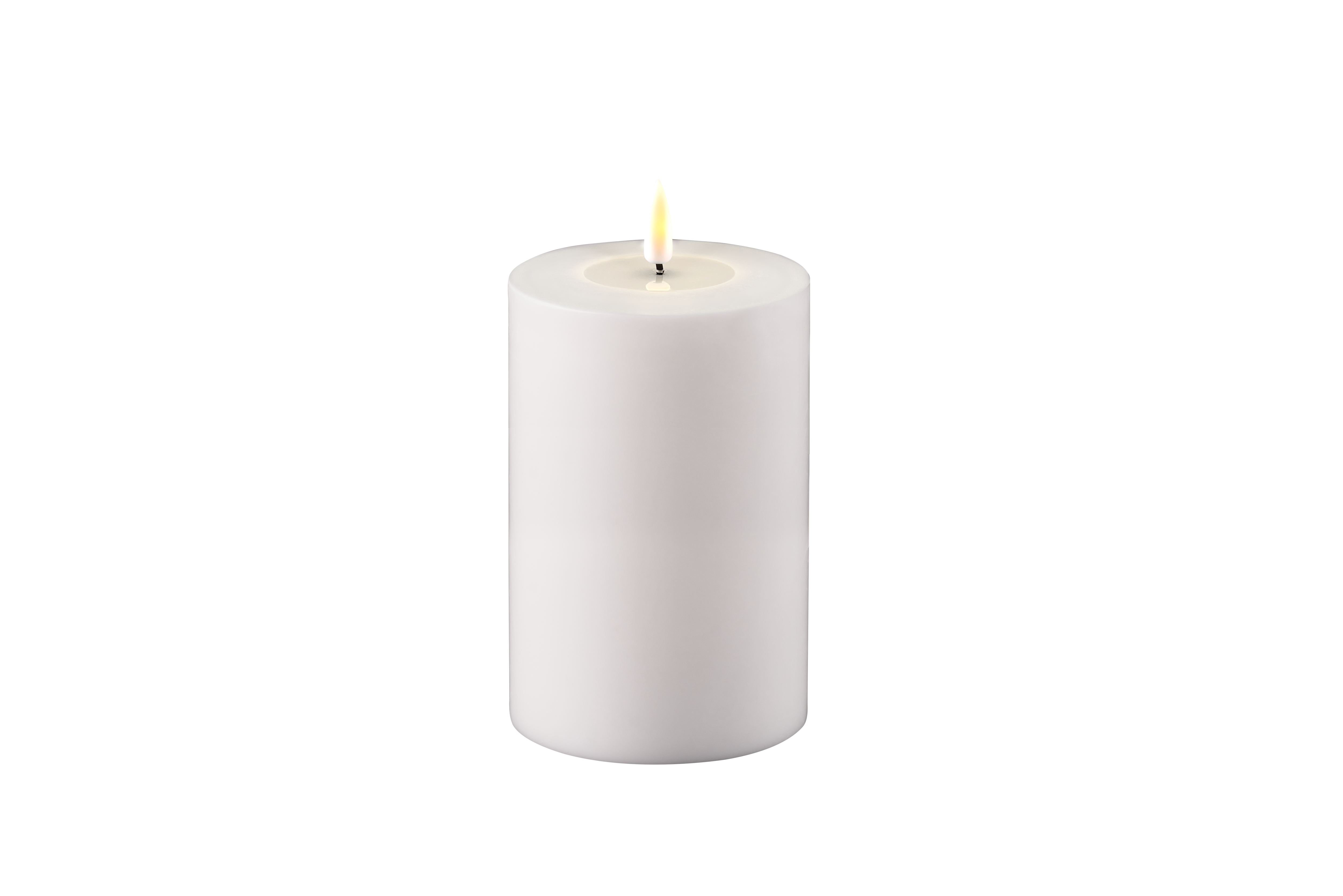 DELUXE HOMEART Outdoor LED-Stumpenkerze "Real Flame" Weiss 10 x 15 cm