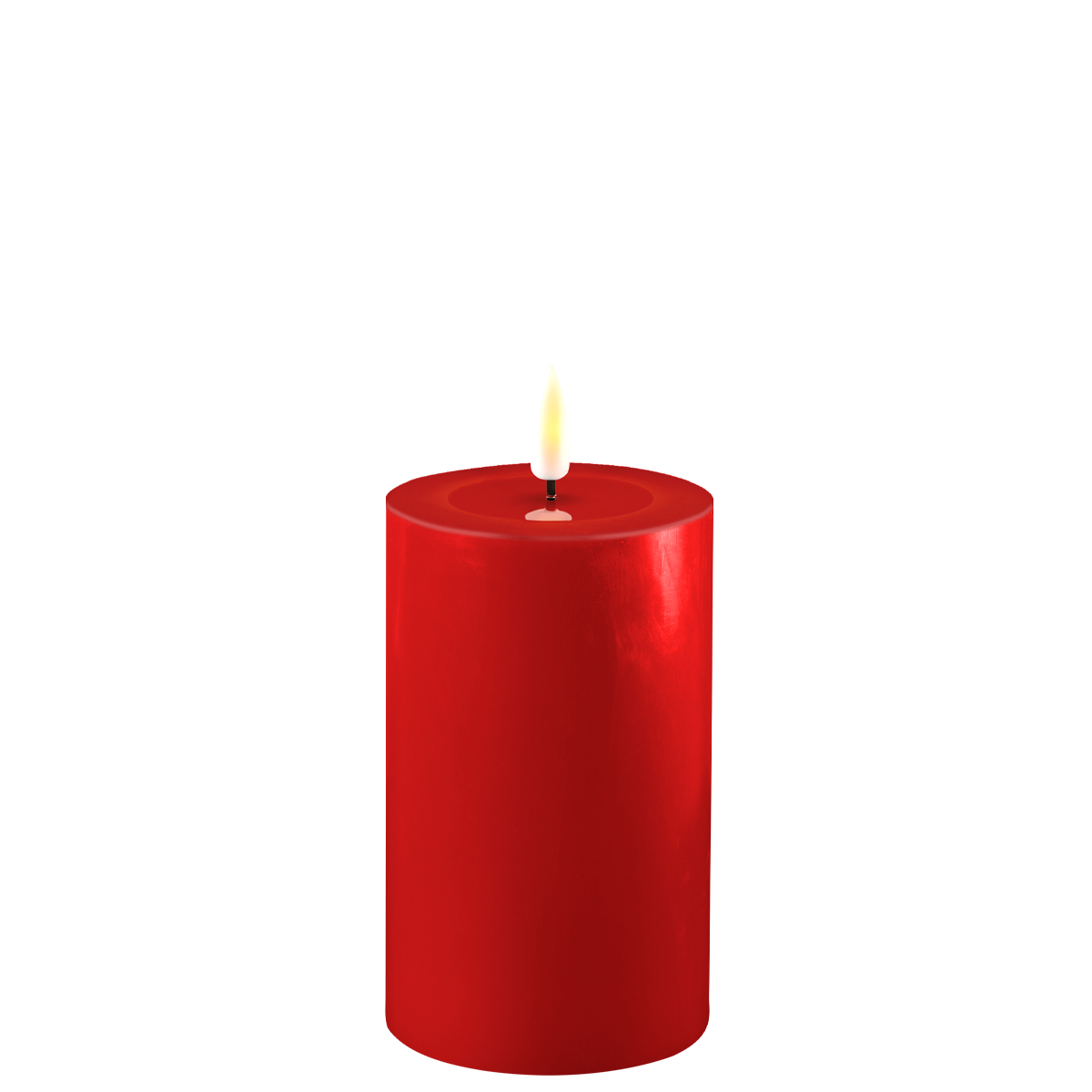 DELUXE HOMEART LED-Stumpenkerze "Real Flame" Rot 7,5 x 12,5 cm