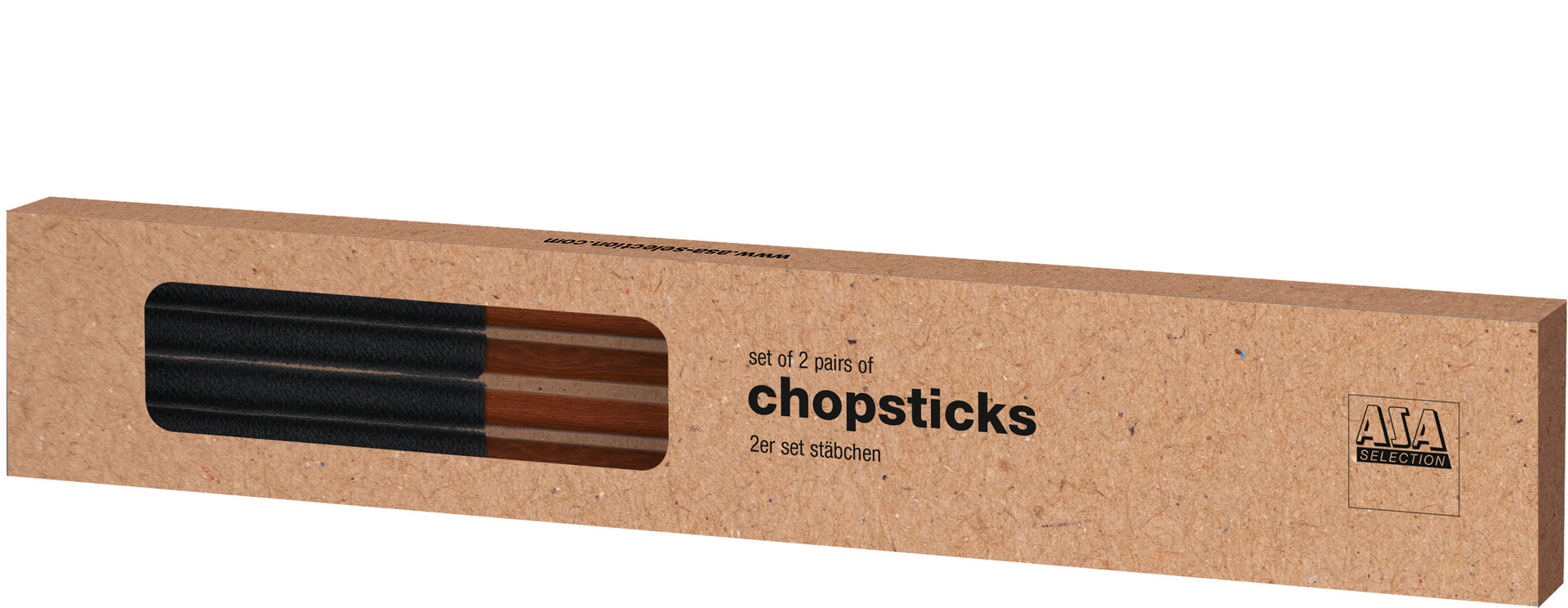 ASA 2er Set Stäbchen Holz mit schwarzem Nylongriff