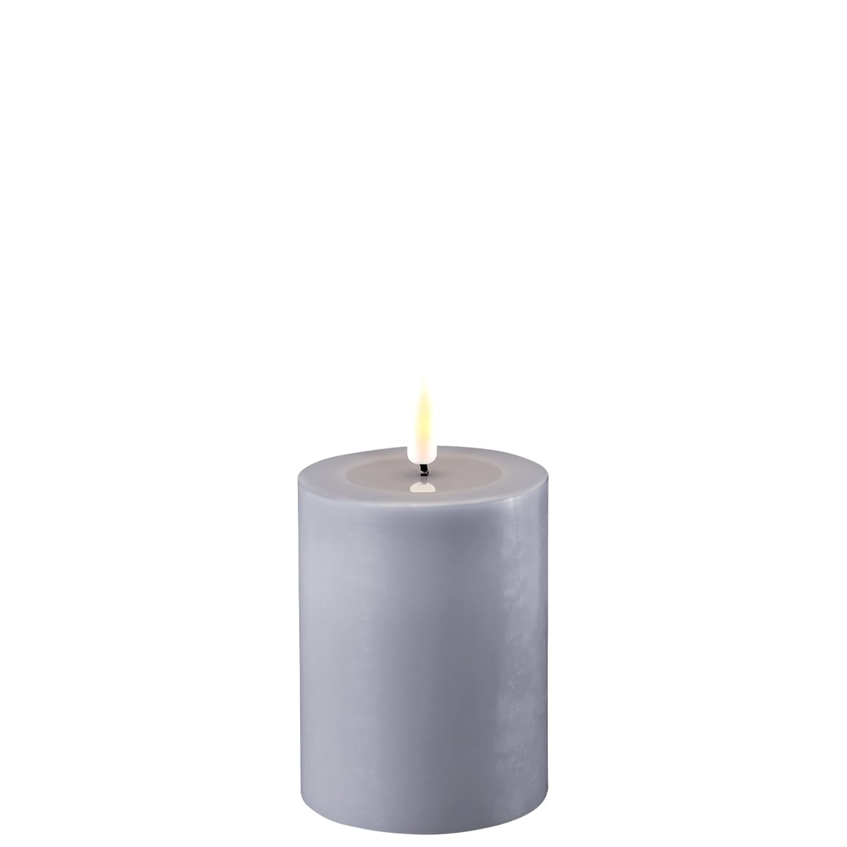 DELUXE HOMEART LED-Stumpenkerze "Real Flame" Dust Blue 7,5 x 10 cm