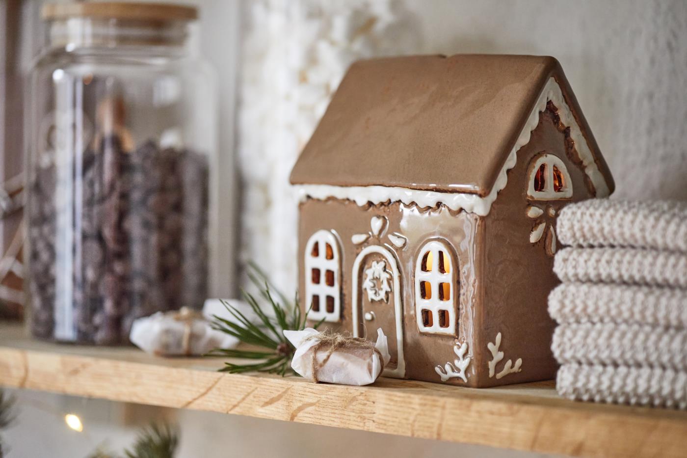 Ib Laursen Deko-Haus / Teelichthalter Stillenat Gingerbread Türkranz