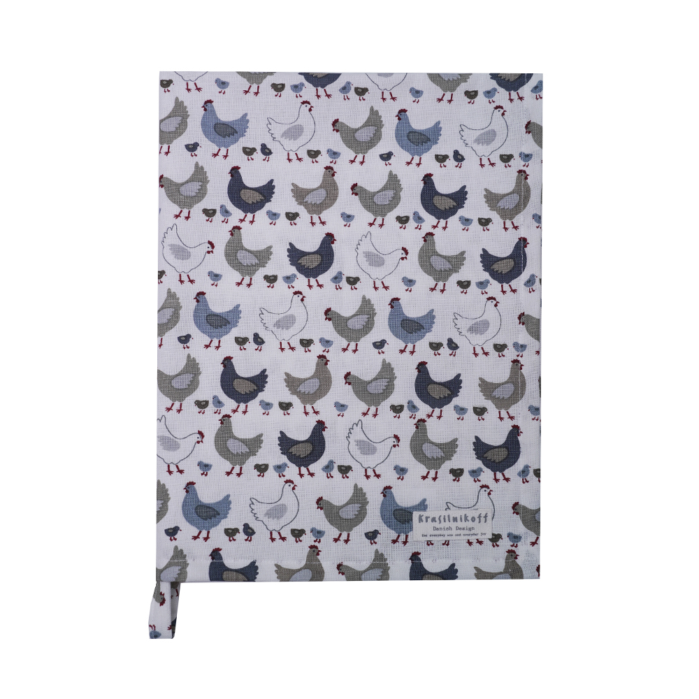 Krasilnikoff Geschirrtuch Chicken Blue