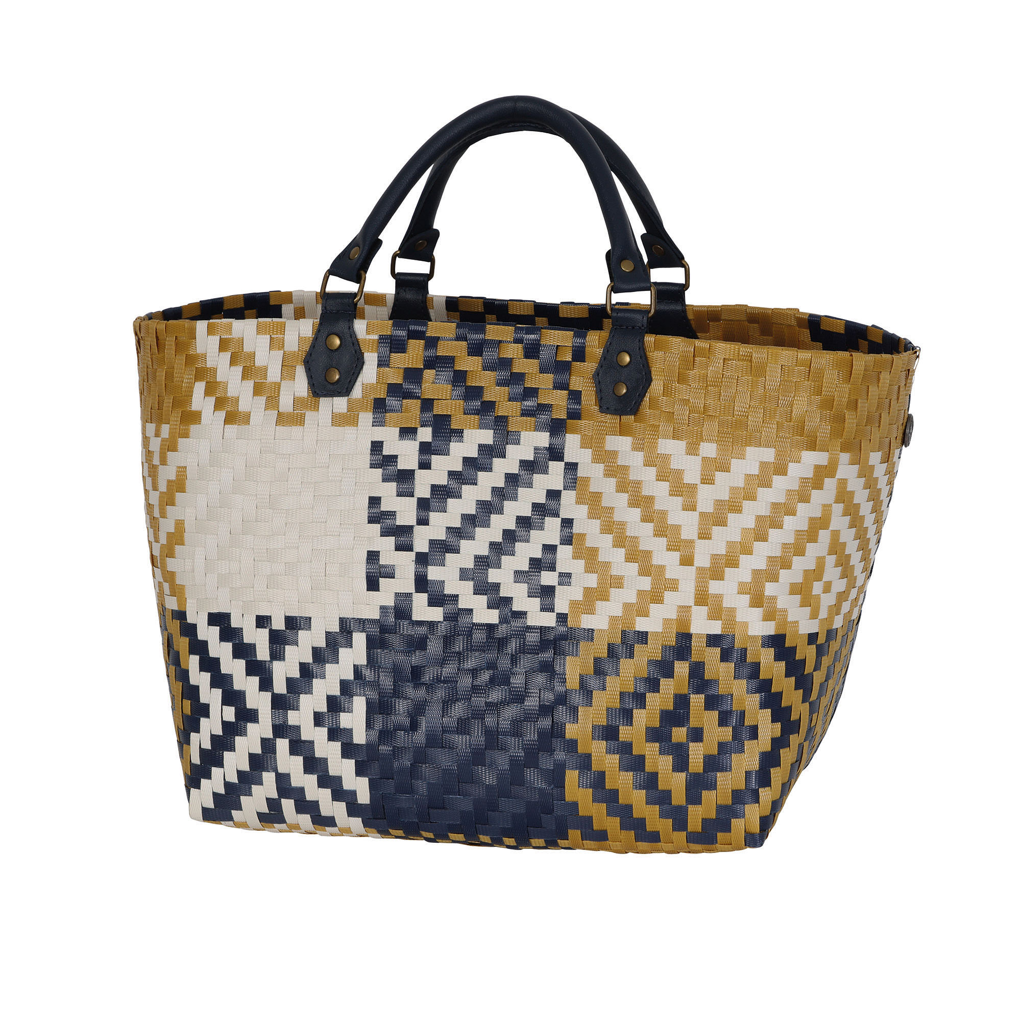 Handed By Quinn Shopper Navy m.Henkel aus PU-Leder