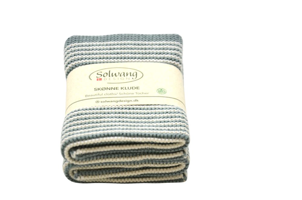 Solwang Wischtuch mit Streifen Natur/Arktisches Grün BIO 2er Set