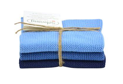 Solwang Wischtuch Staubiges Blau Kombi BIO 3er Set