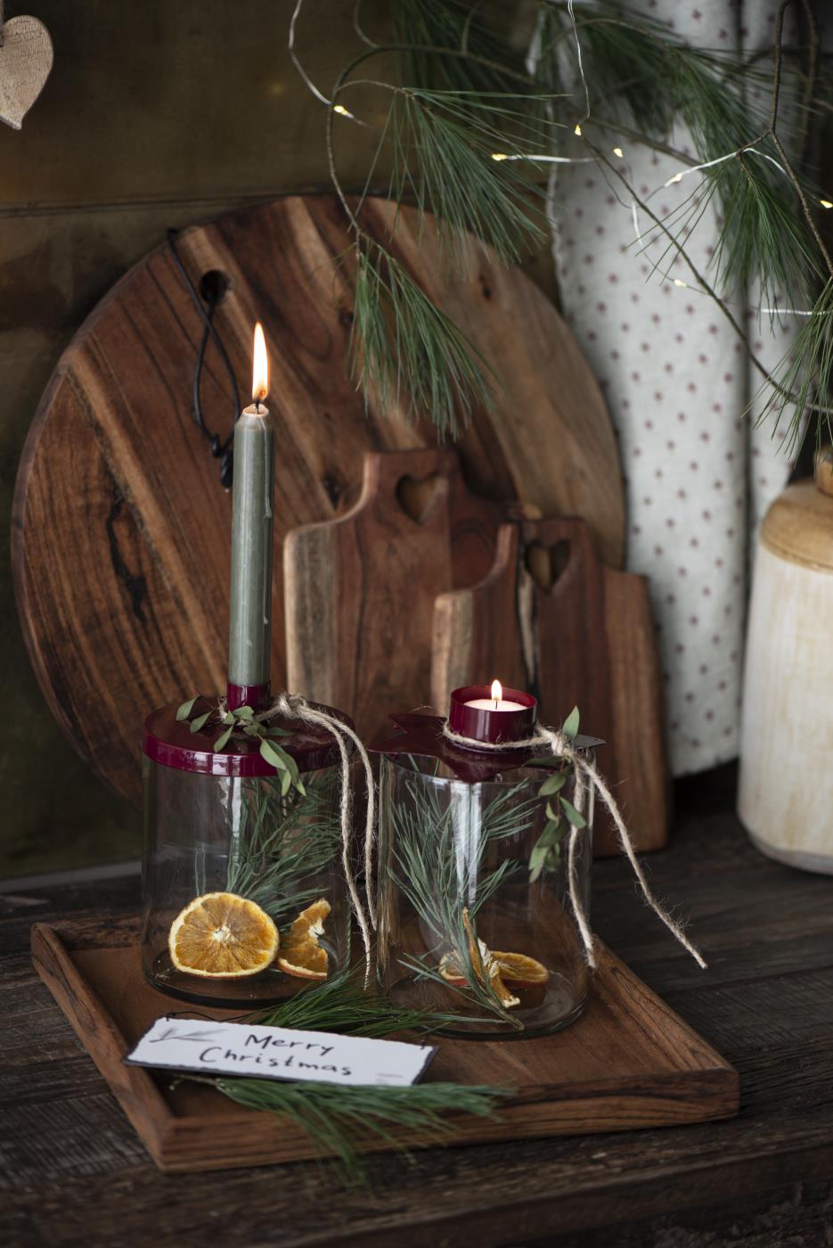 Ib Laursen Rustikale Stabkerze Waldgrün