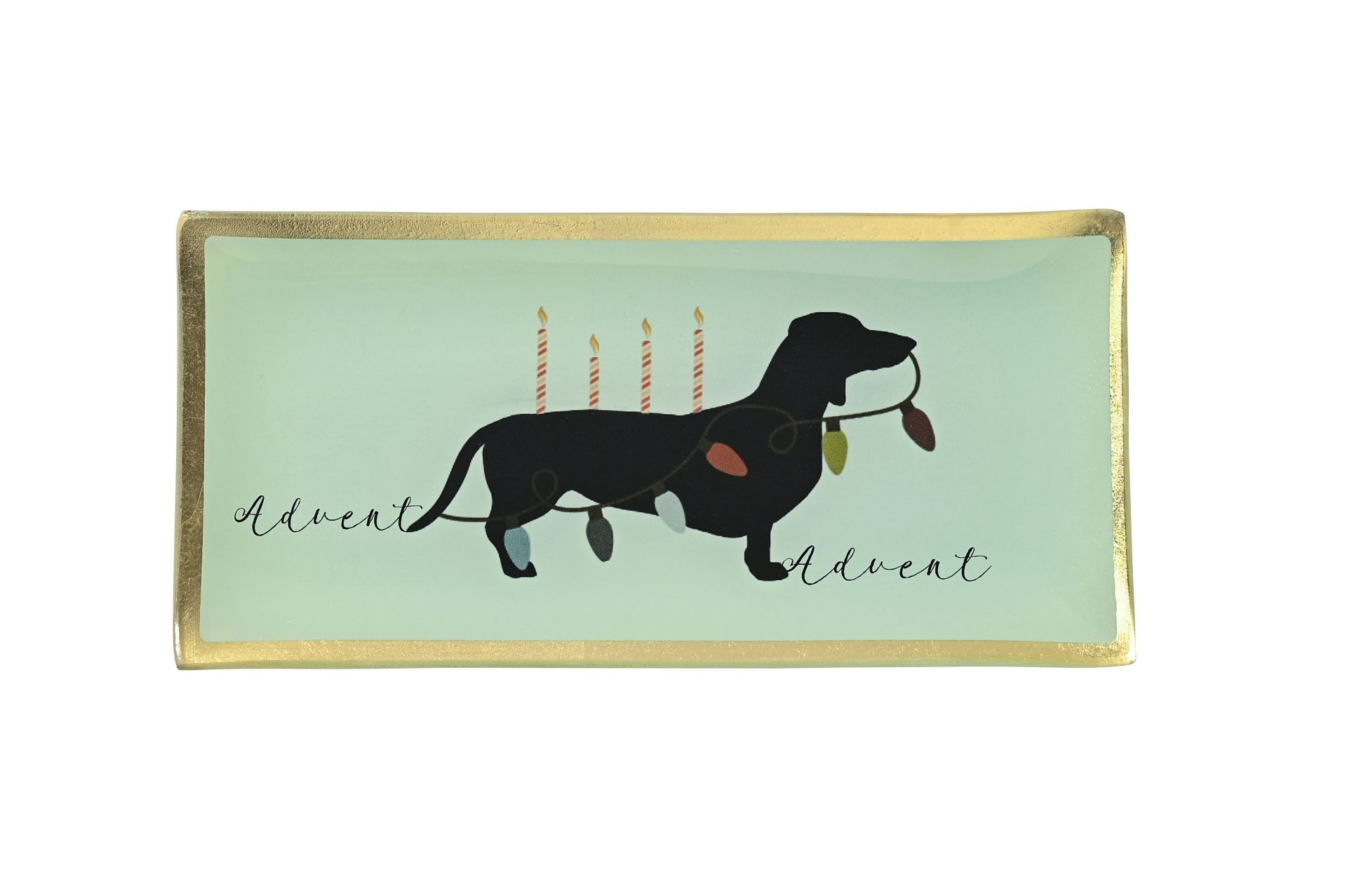 Love Plates Glasteller Advent Hund mit Lichterkette