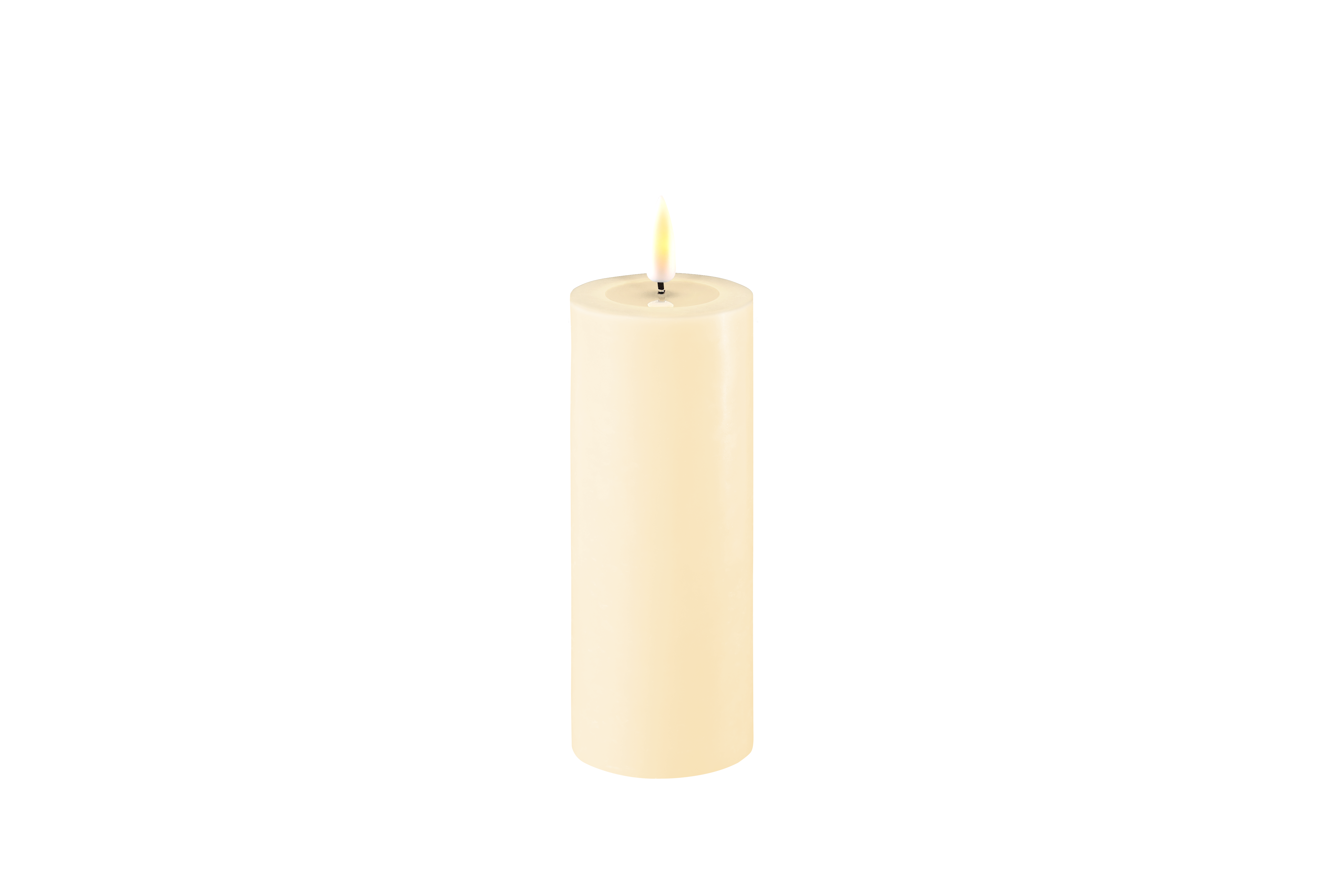 DELUXE HOMEART LED-Stumpenkerze "Real Flame" Creme 5 x 12,5 cm