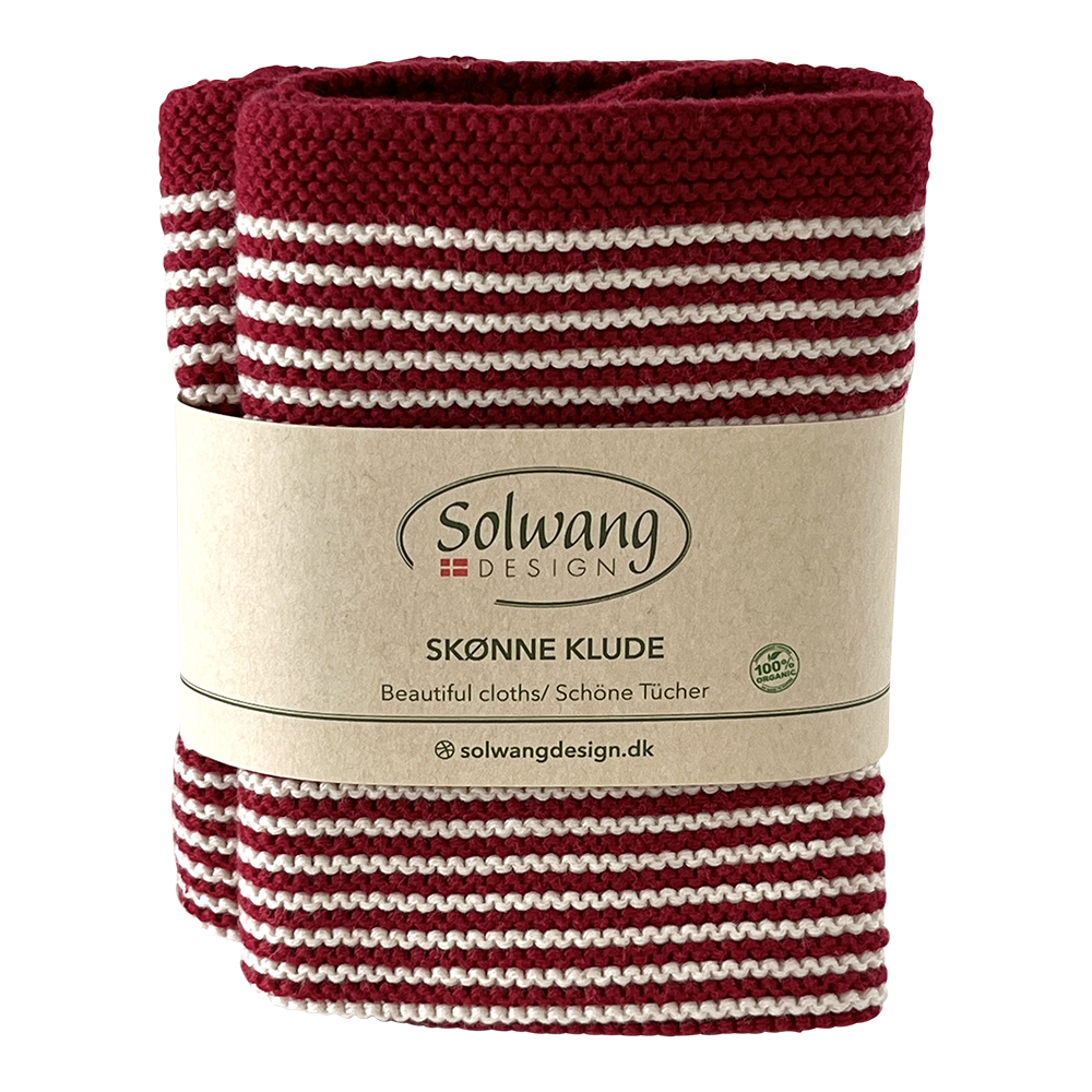 Solwang Wischtuch Natur Dunkelrot Streifen BIO 2er Set