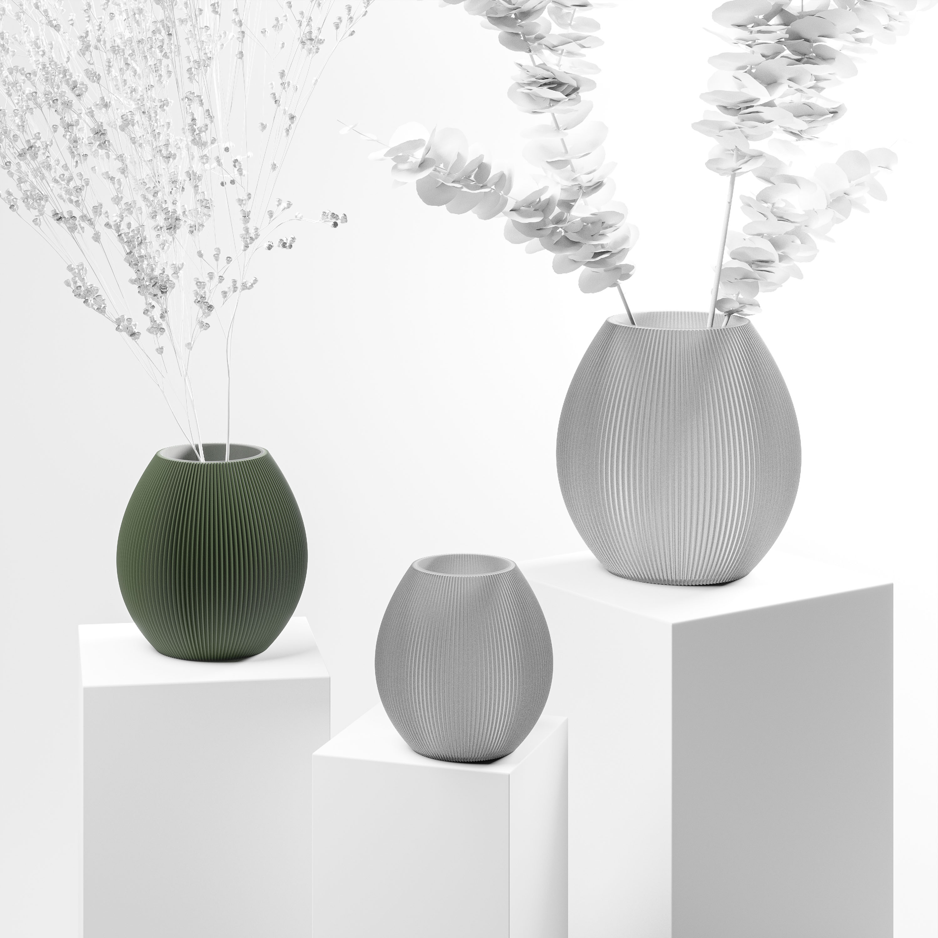 DENNISMAASS Vase Rund M Olivegrün