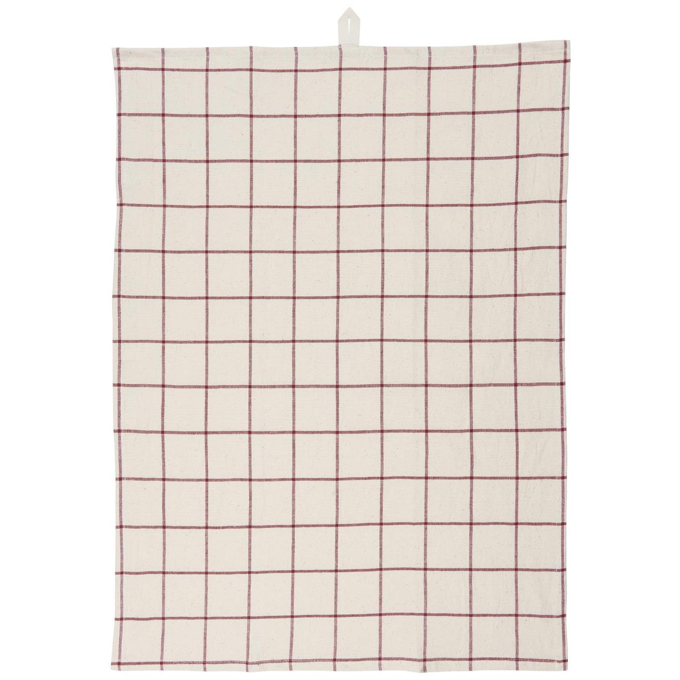 Ib Laursen Geschirrtuch Vera Natur mit roten Karos