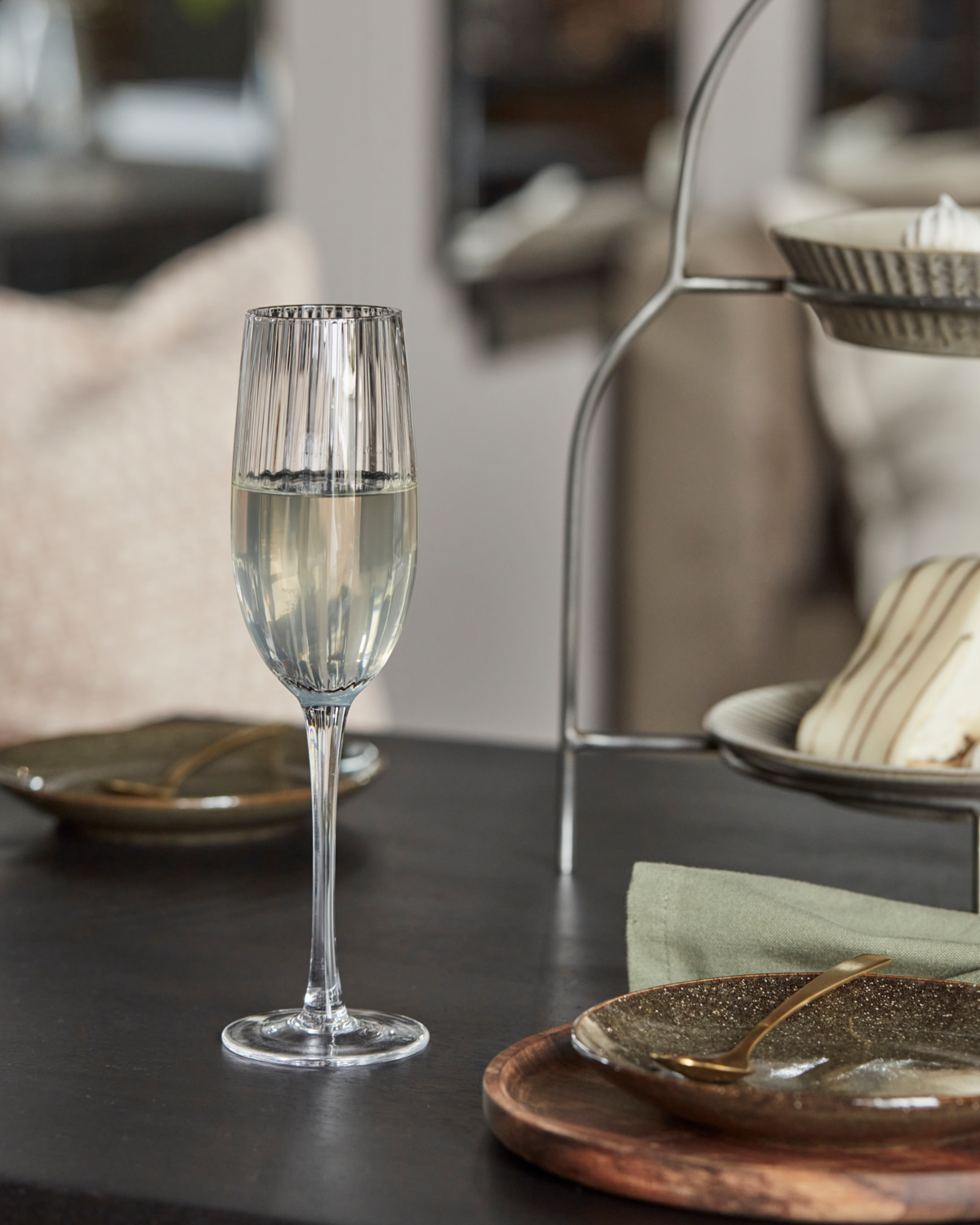 House Doctor Champagner Glas Klar Rillen