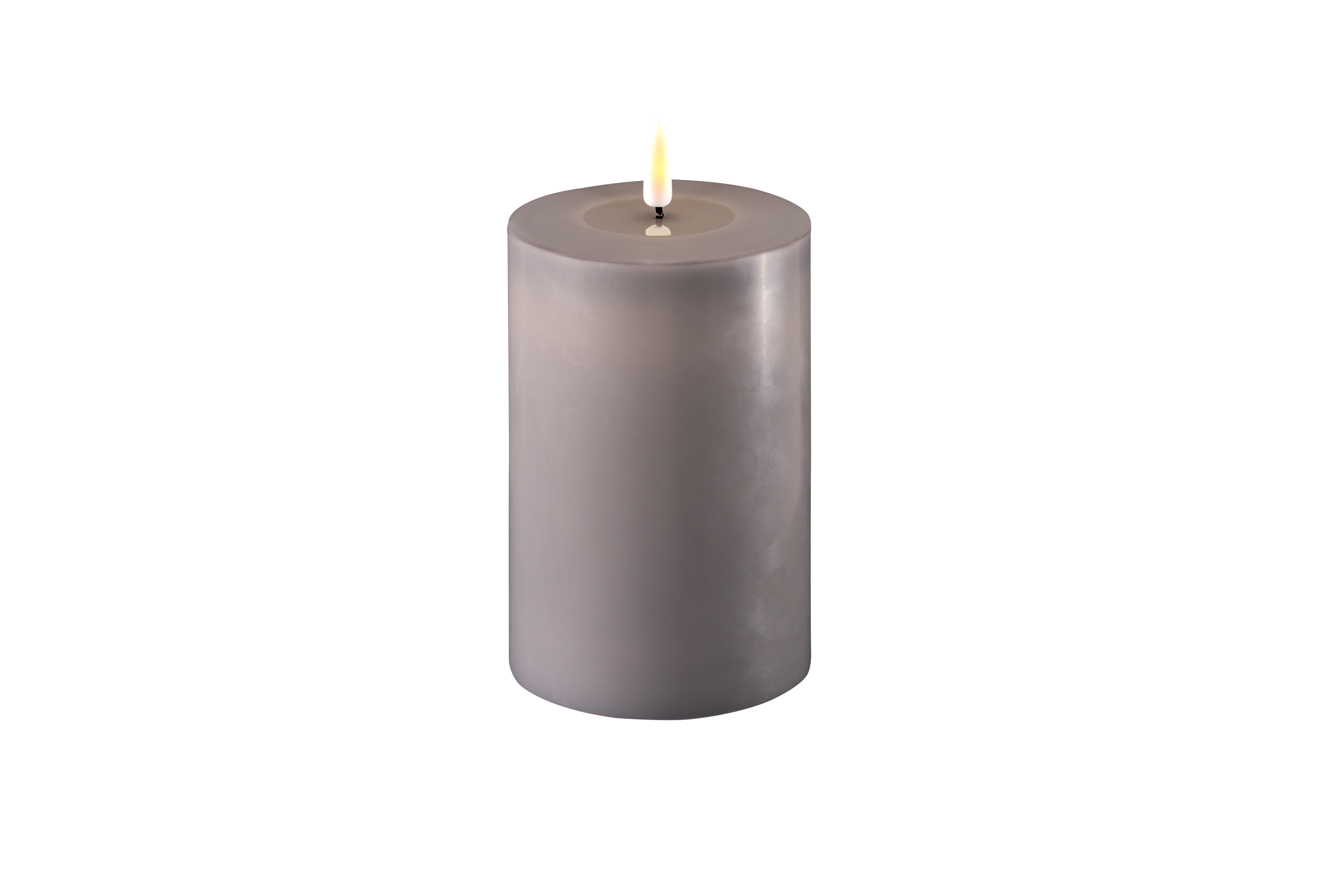 DELUXE HOMEART LED-Stumpenkerze "Real Flame" Grau 10 x 15 cm
