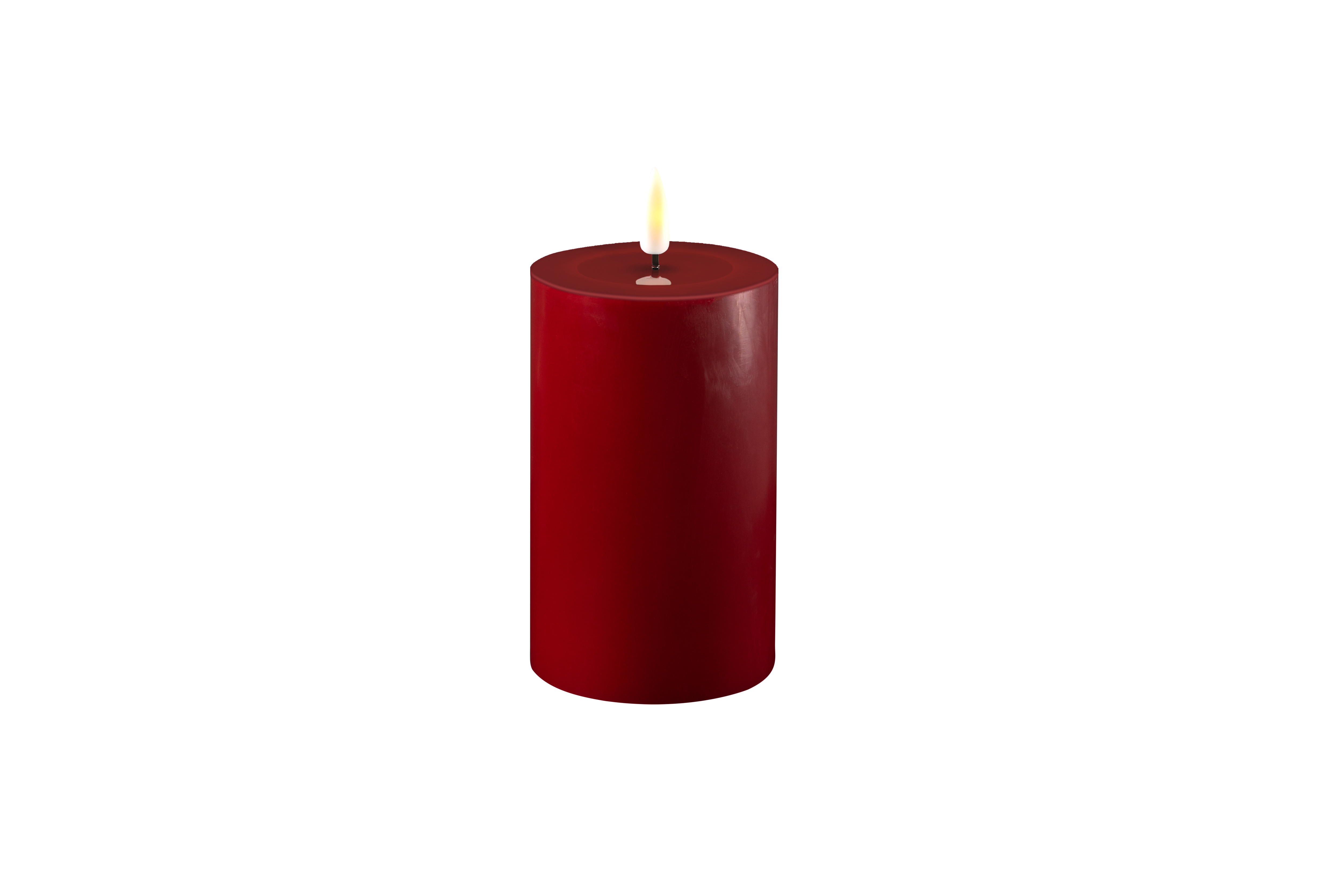 DELUXE HOMEART LED-Stumpenkerze "Real Flame" Bordeaux 7,5 x 12,5 cm