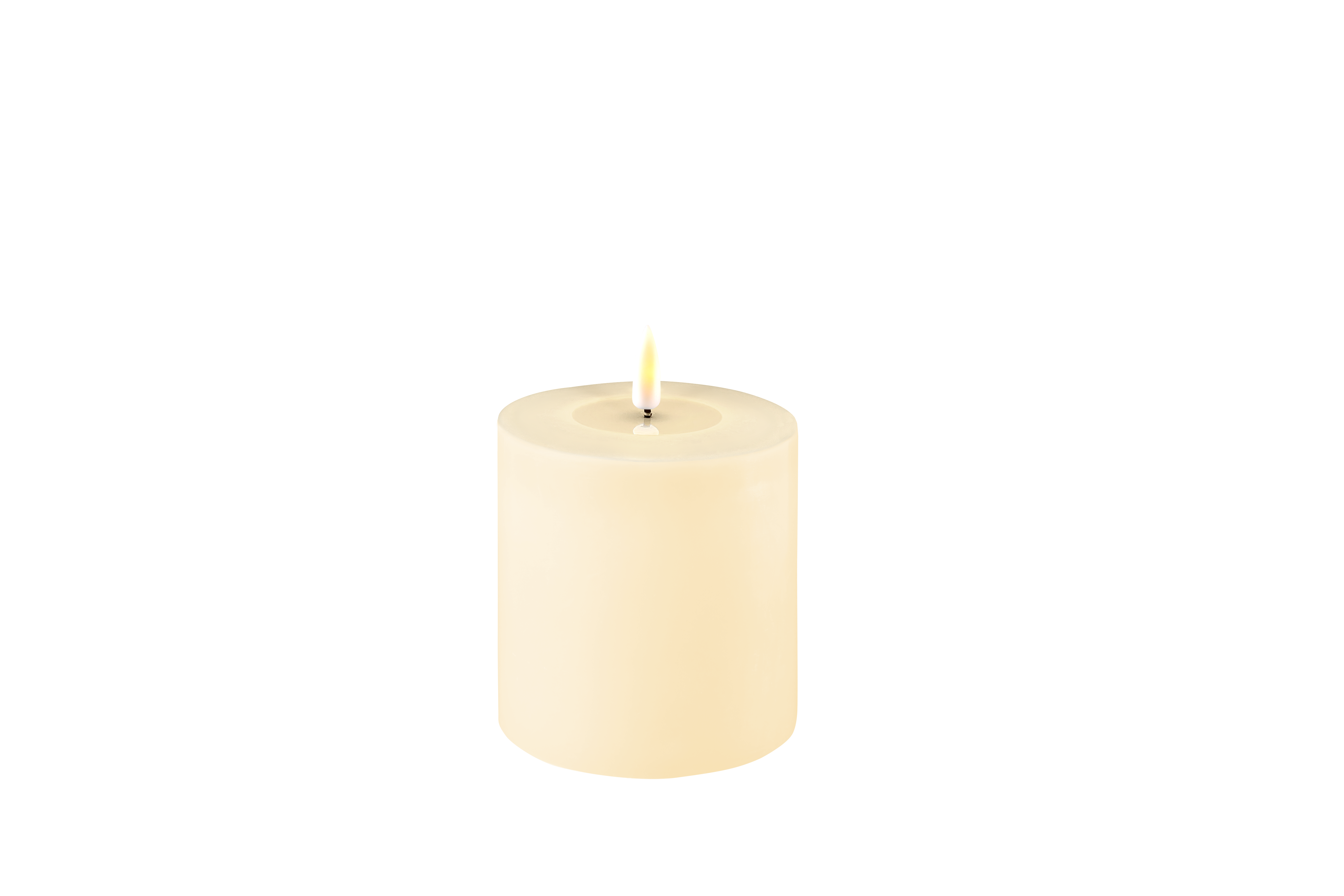 DELUXE HOMEART LED-Stumpenkerze "Real Flame" Creme 10 x 10 cm