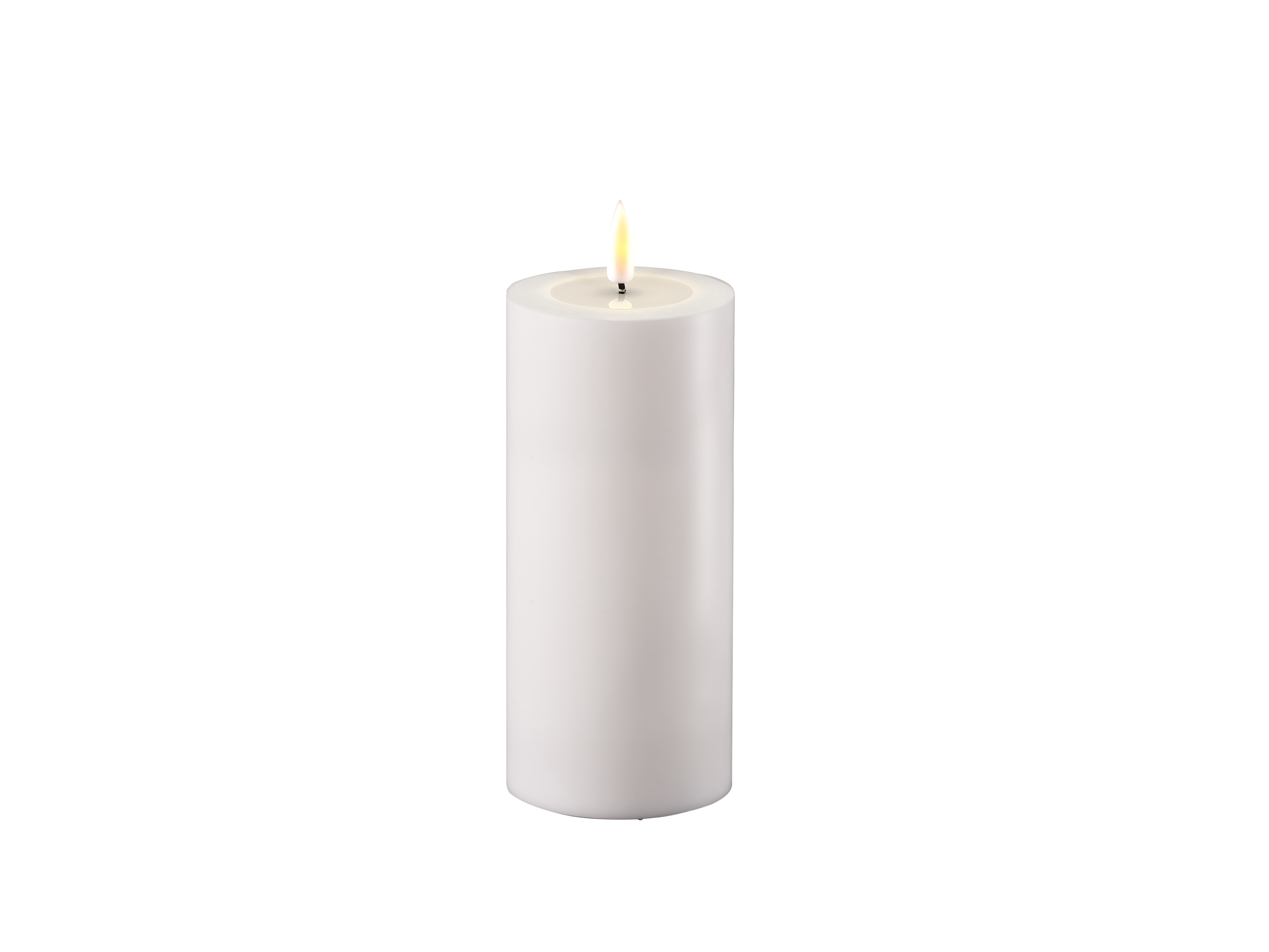 DELUXE HOMEART Outdoor LED-Stumpenkerze "Real Flame" Weiss 7,5 x 15 cm