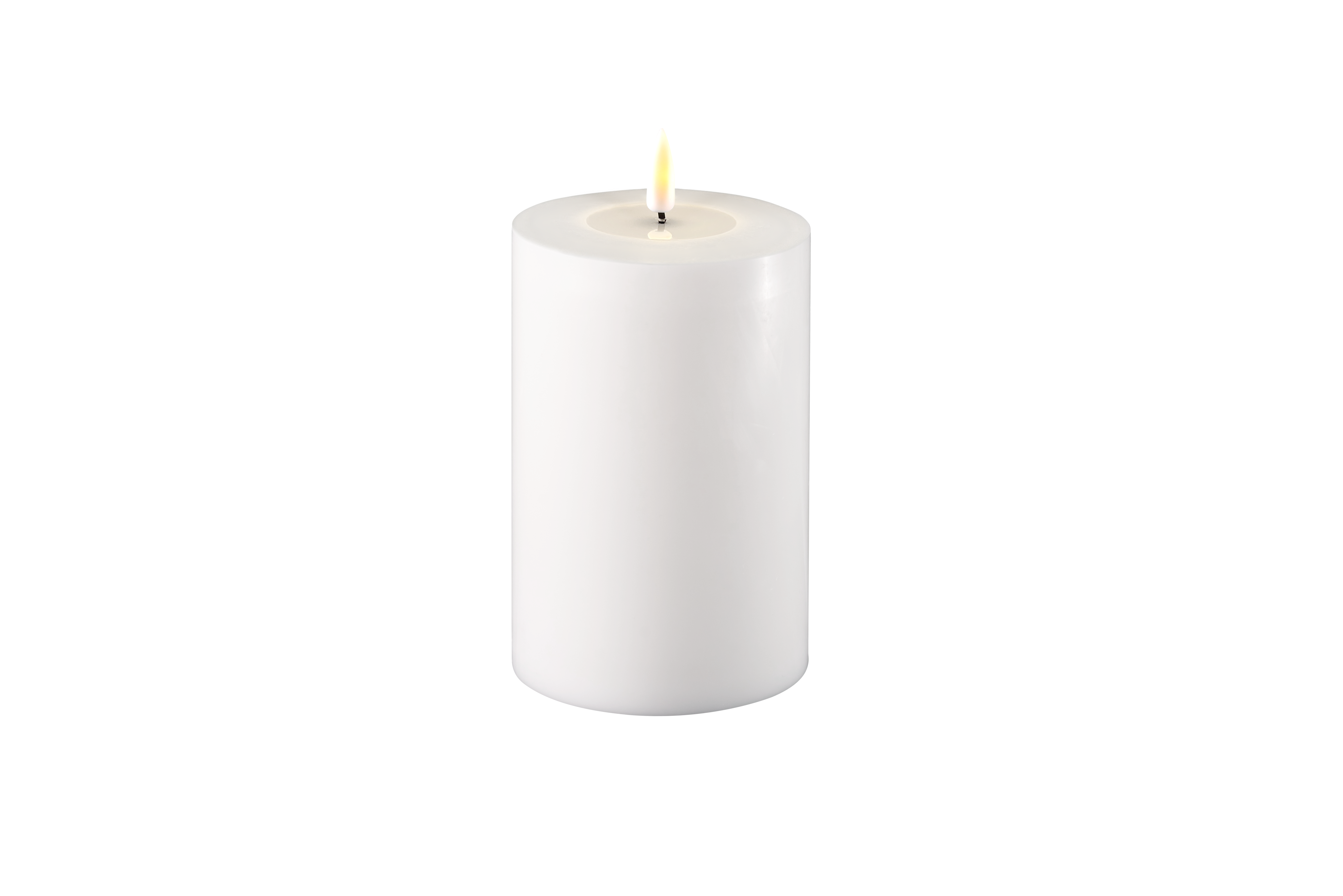 DELUXE HOMEART LED-Stumpenkerze "Real Flame" Weiss 10 x 15 cm