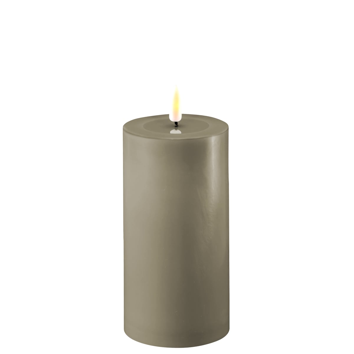 DELUXE HOMEART LED-Stumpenkerze "Real Flame" Sand 7,5 x 15 cm