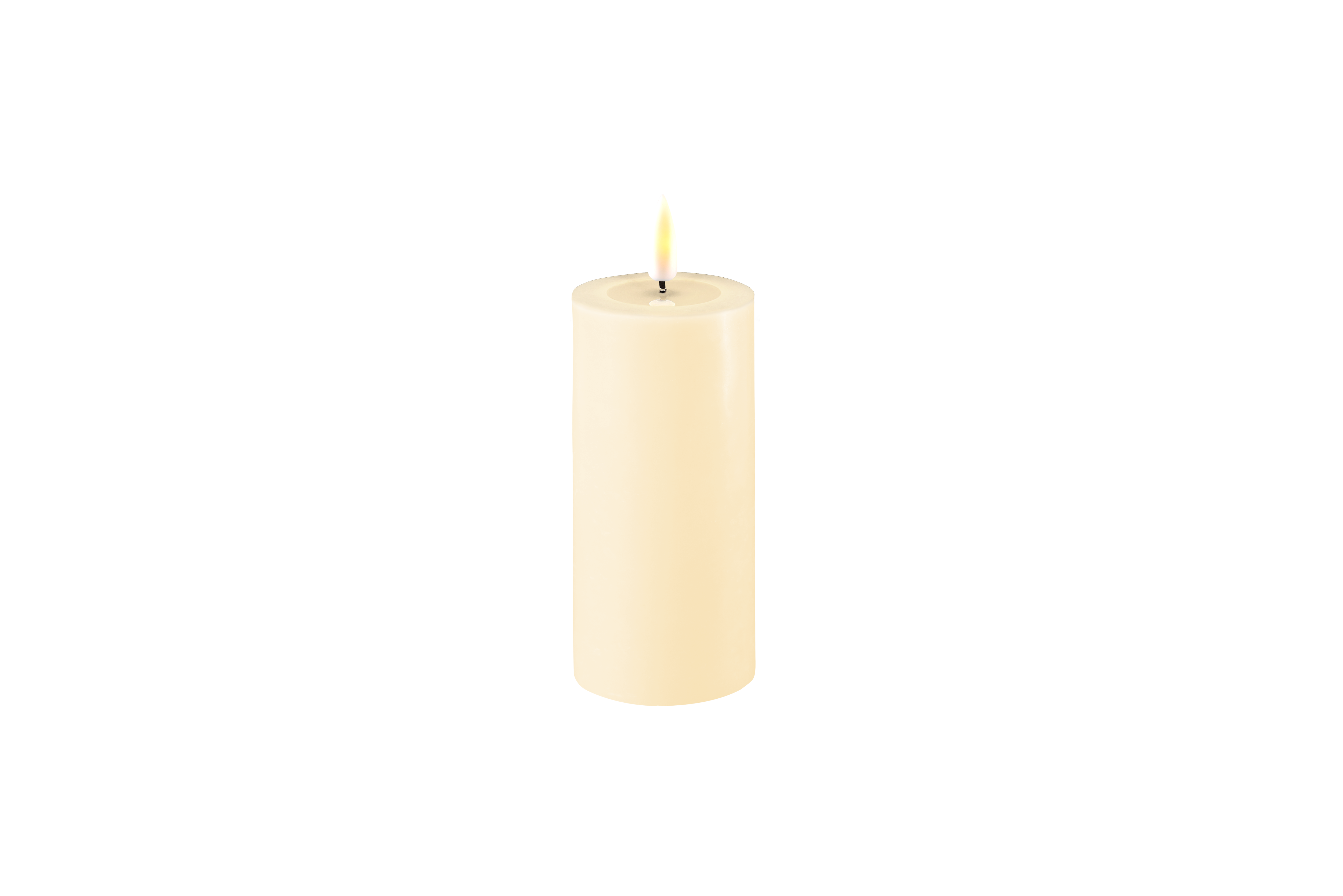 DELUXE HOMEART LED-Stumpenkerze "Real Flame" Creme 5 x 10 cm