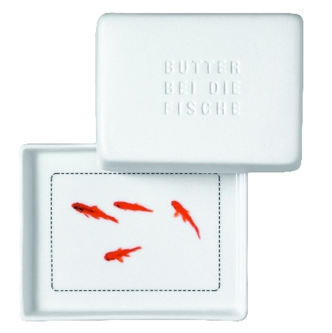 räder Porzellan-Butterdose "Butter bei die Fische"