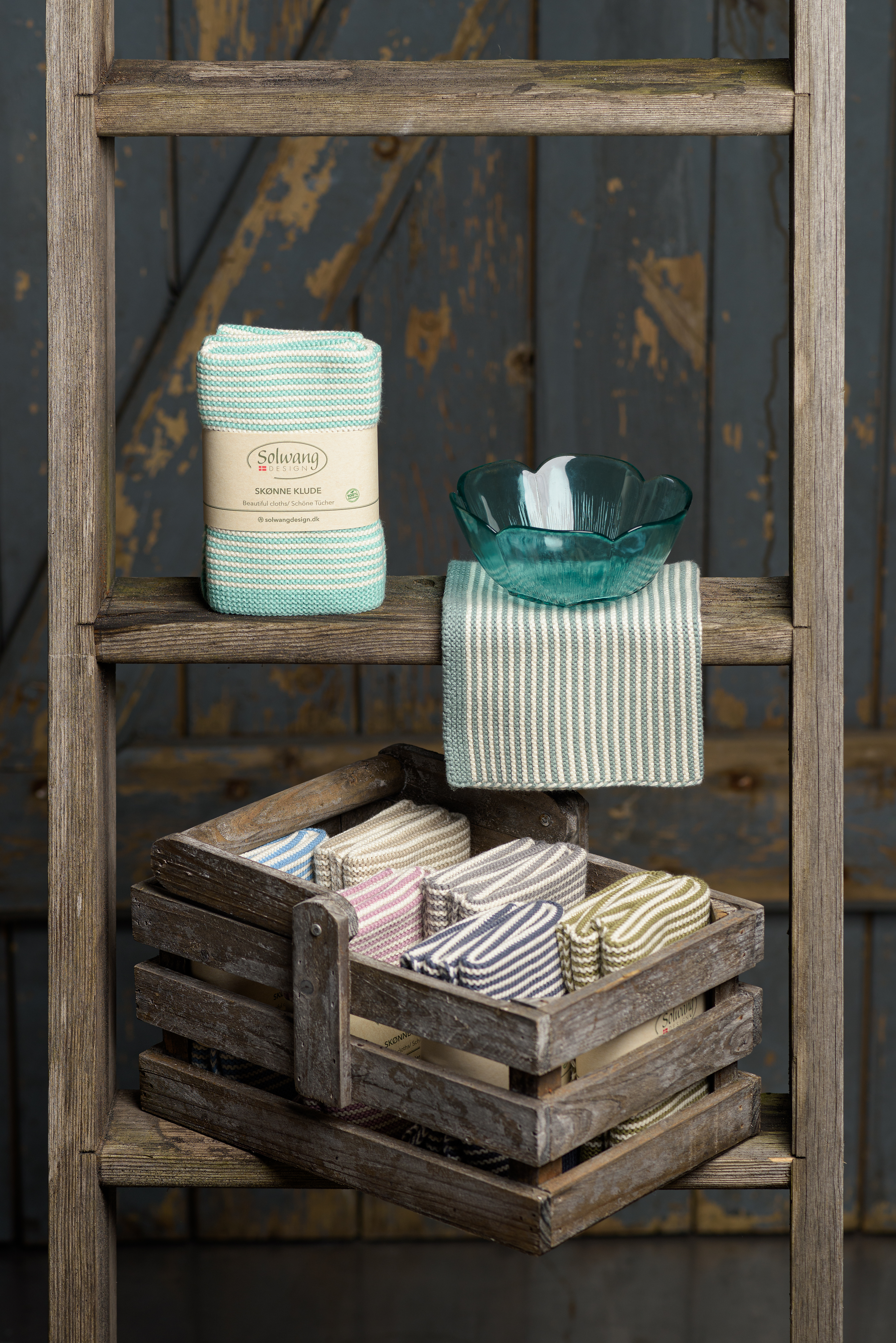 Solwang Wischtuch mit Streifen Natur/Grau BIO 2er Set