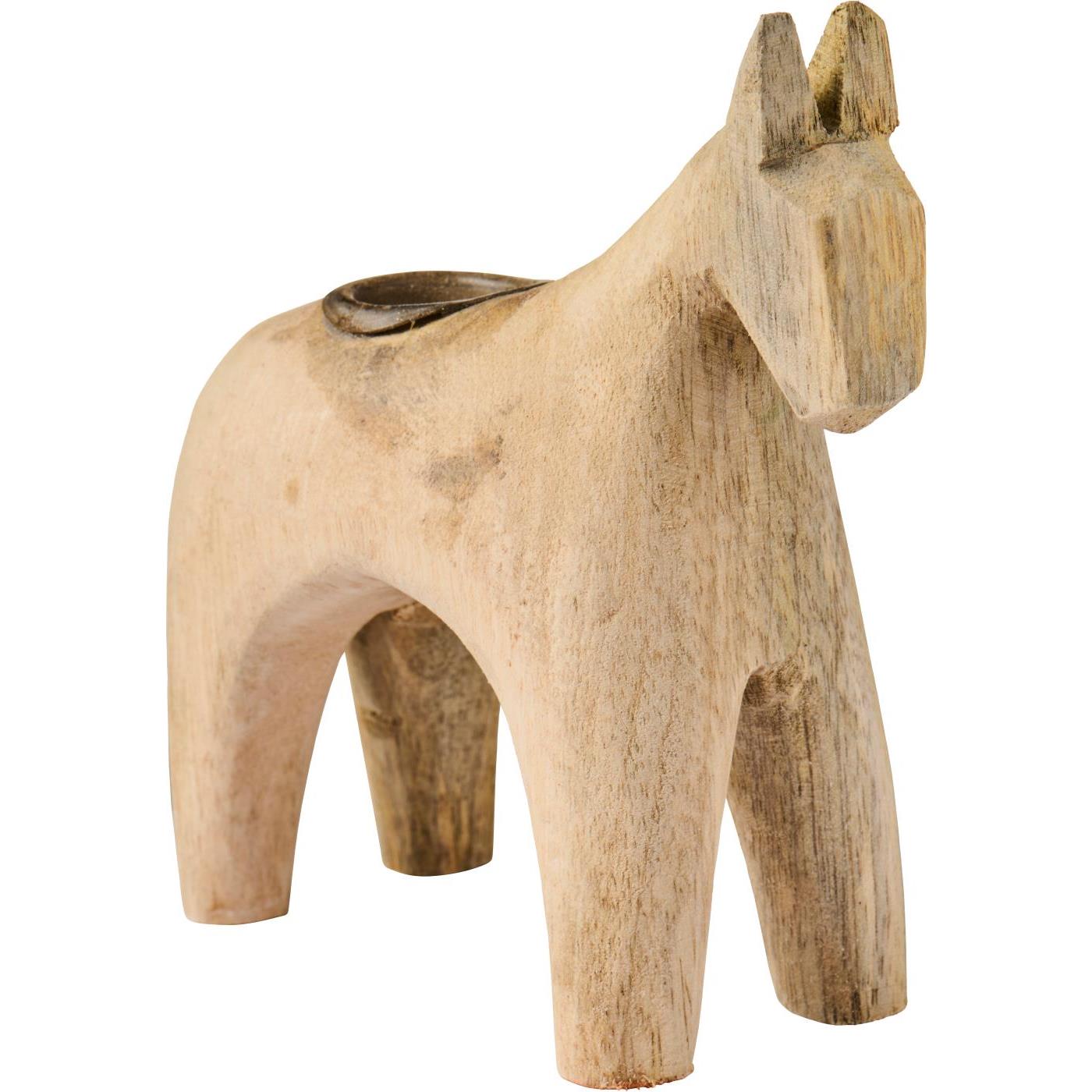 Kerzenhalter f/2,2 cm Kerze Pferd UNIKA Holz m/Metalleinsatz