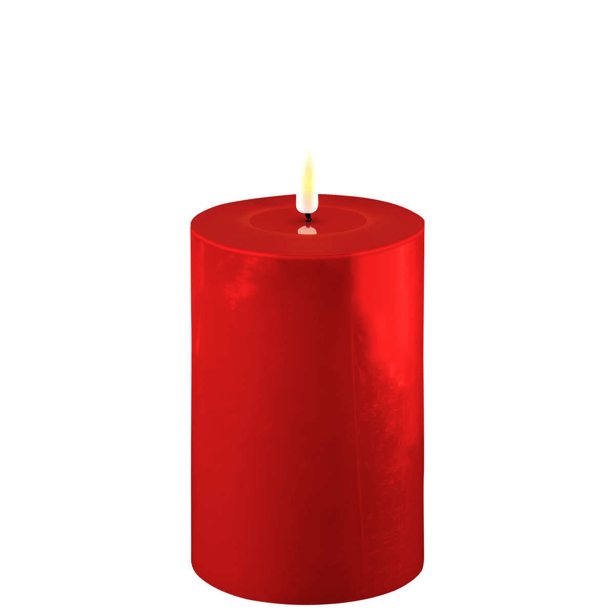 DELUXE HOMEART LED-Stumpenkerze "Real Flame" Rot 10 x 15 cm