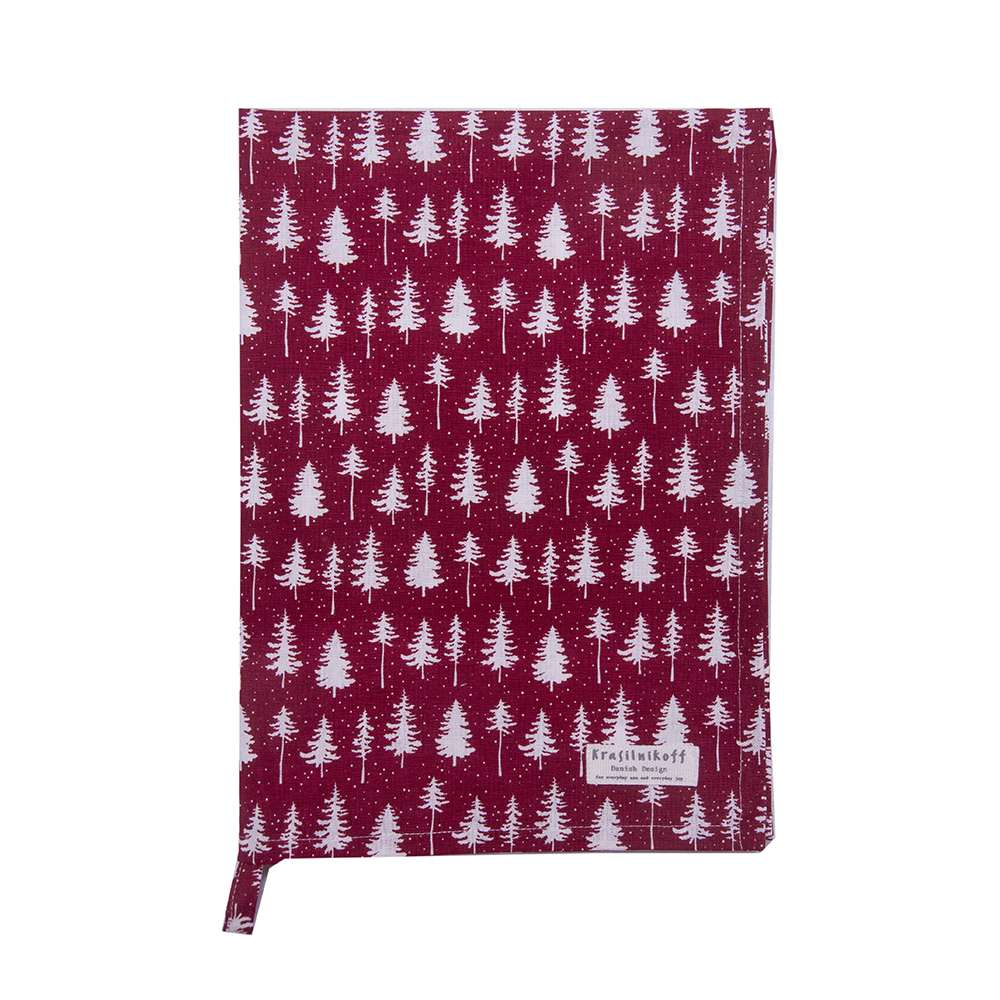 Krasilnikoff Geschirrtuch Weihnachtswald Rot