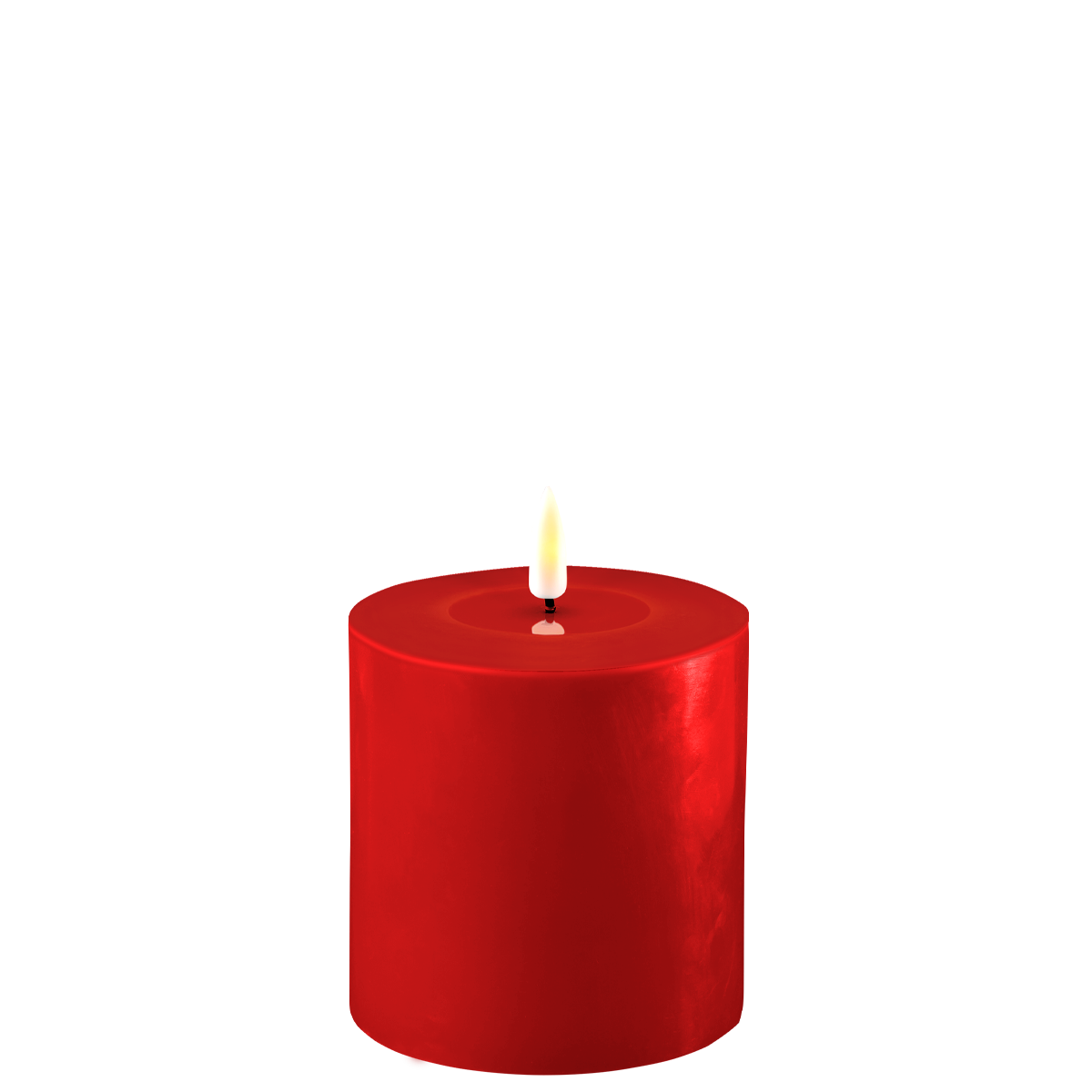 DELUXE HOMEART LED-Stumpenkerze "Real Flame" Rot 10 x 10 cm