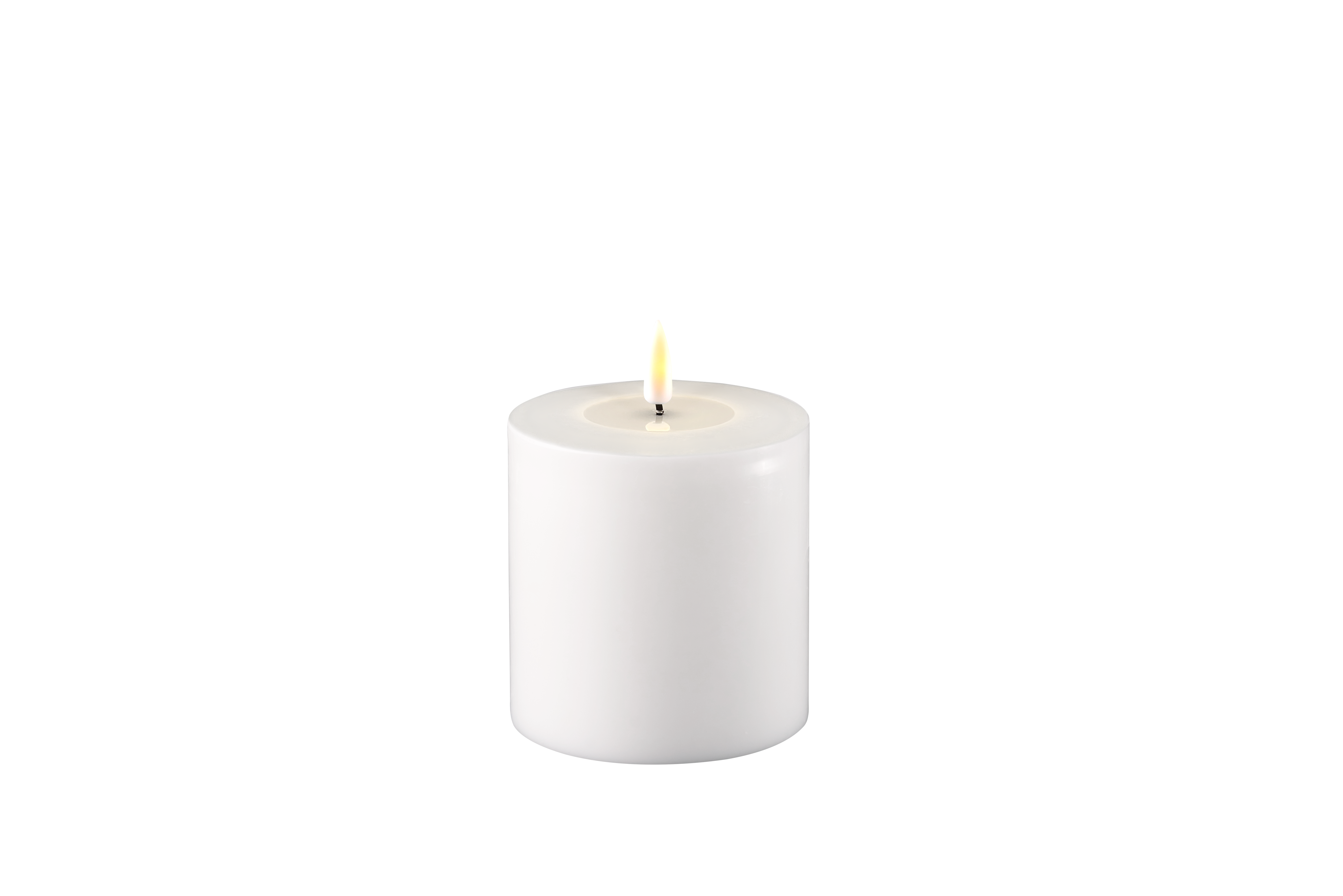 DELUXE HOMEART LED-Stumpenkerze "Real Flame" Weiss 10 x 10 cm