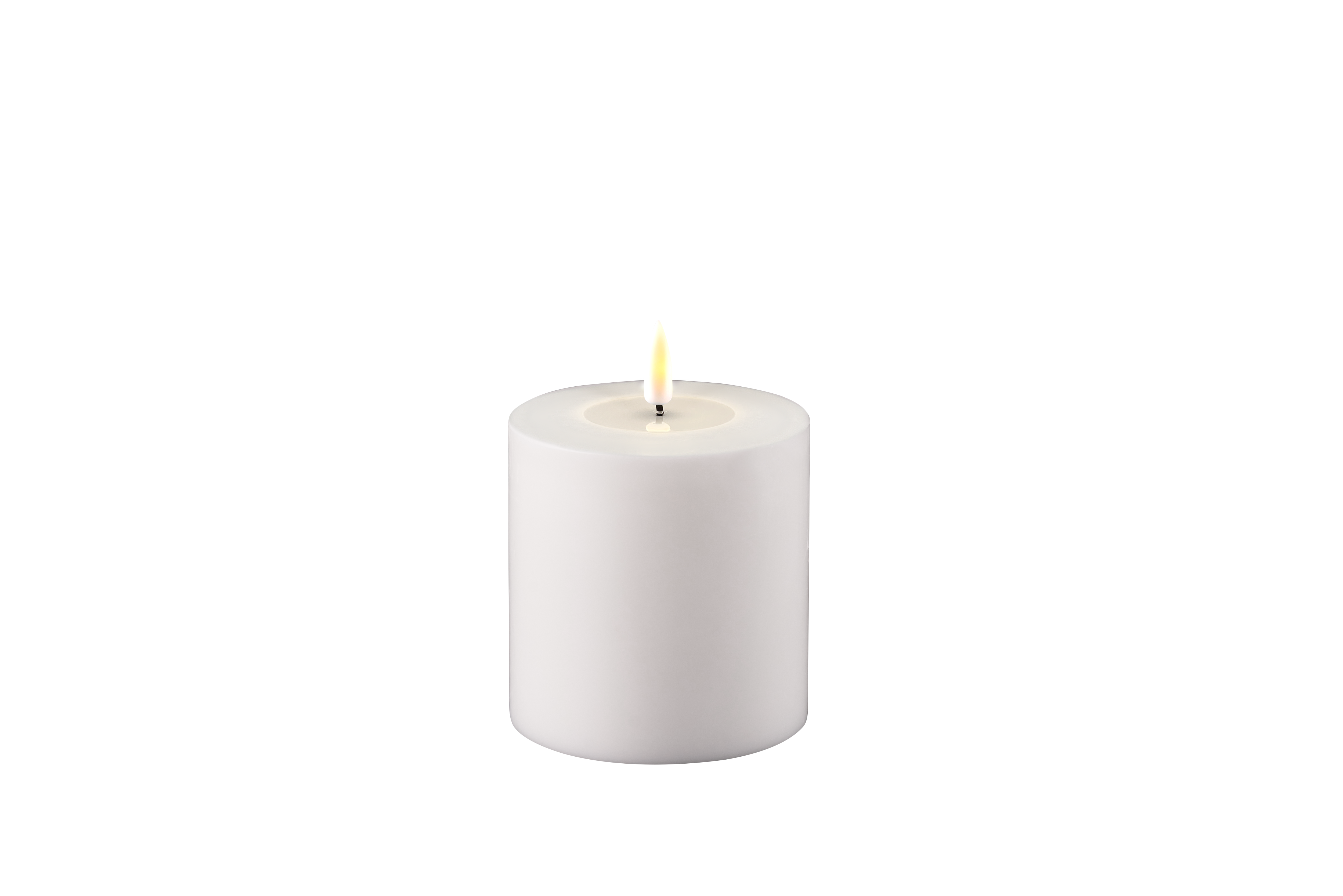 DELUXE HOMEART Outdoor LED-Stumpenkerze "Real Flame" Weiss 10 x 10 cm
