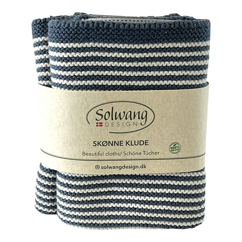 Solwang Wischtuch Natur/Dunkles Antikblaue Streifen BIO 2er Set