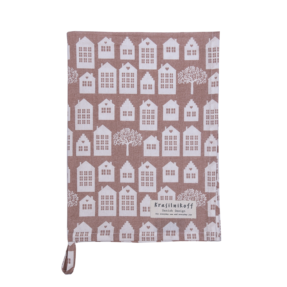 Krasilnikoff Geschirrtuch Town Houses Dusty Rose