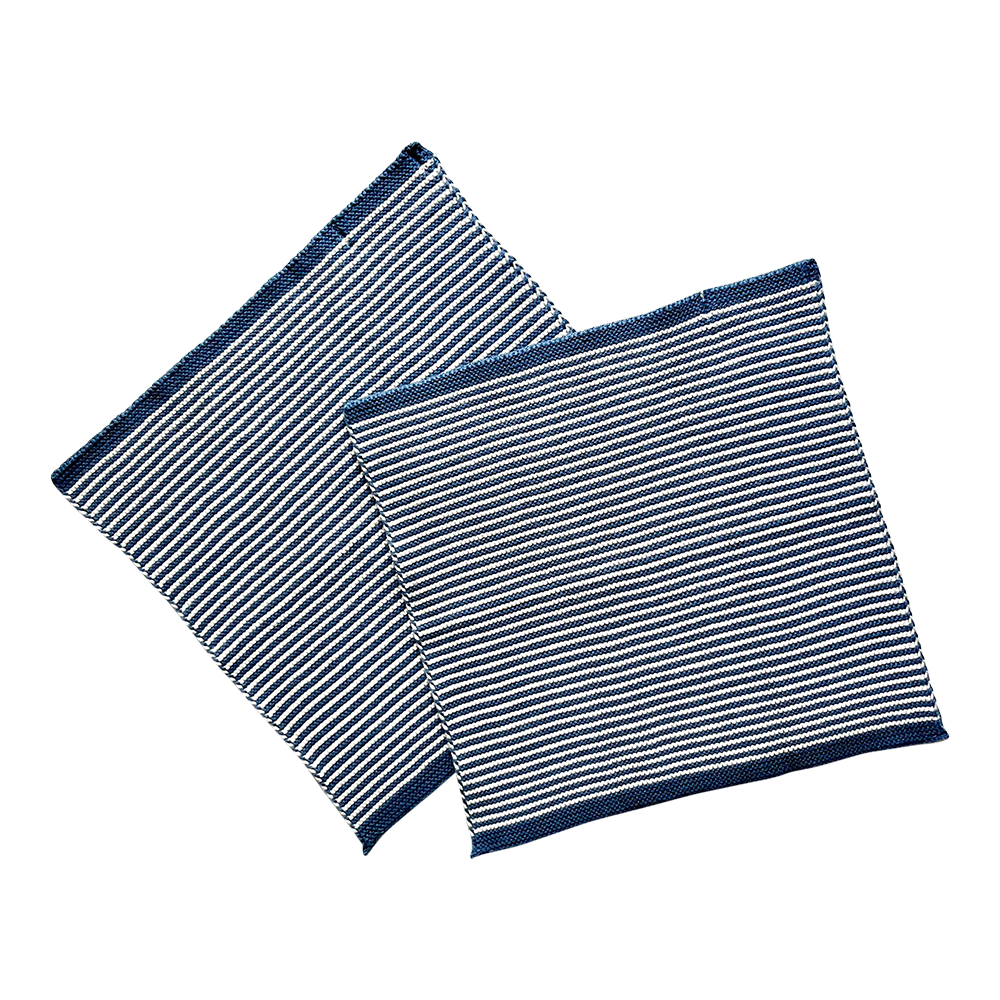 Solwang Wischtuch Natur/Dunkles Antikblaue Streifen BIO 2er Set