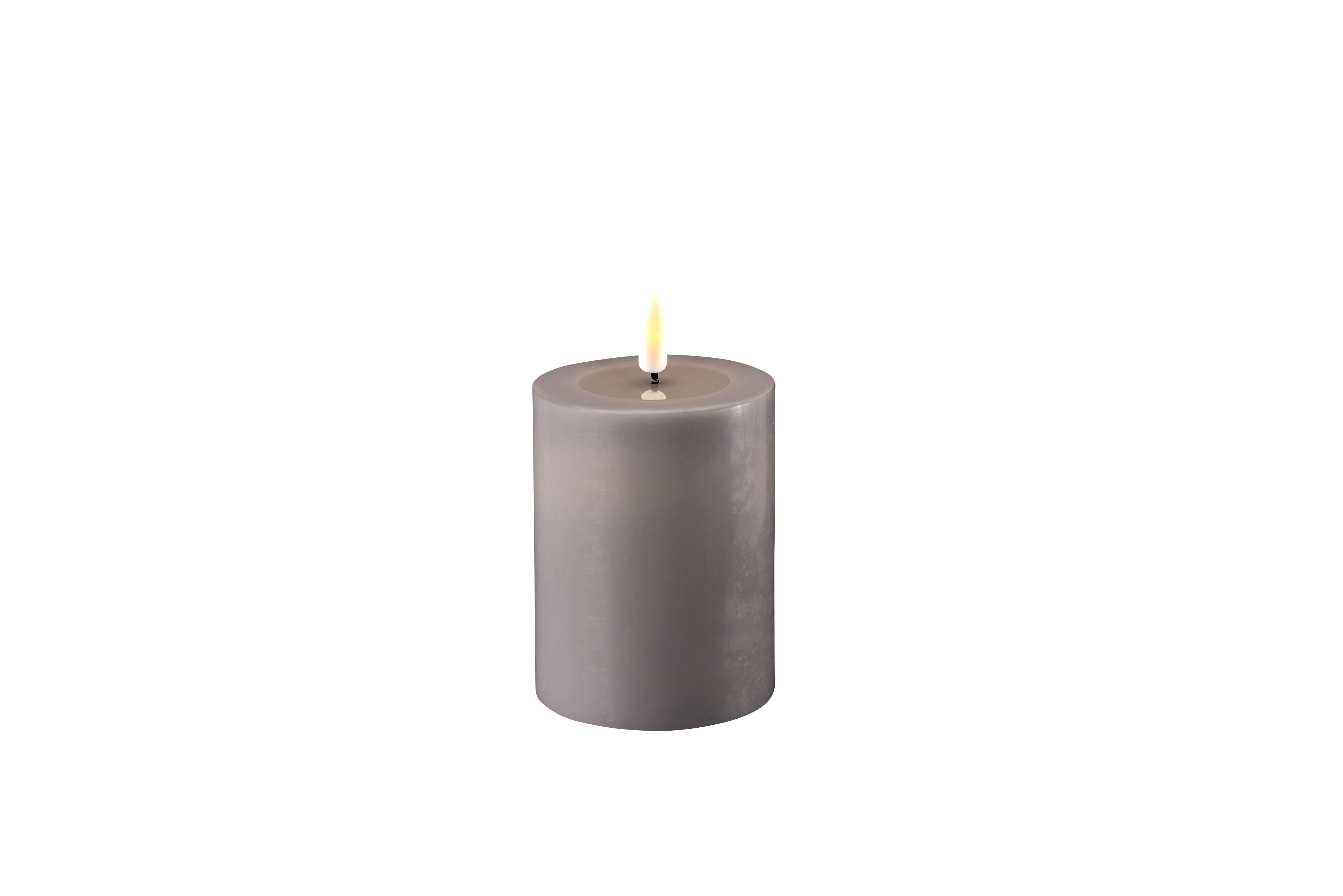 DELUXE HOMEART LED-Stumpenkerze "Real Flame" Grau 7,5 x 10 cm
