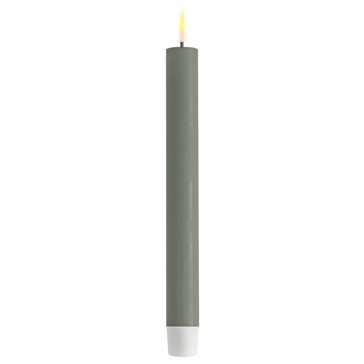 DELUXE HOMEART LED-Stabkerze "Real Flame" Salbei Grün 24 cm