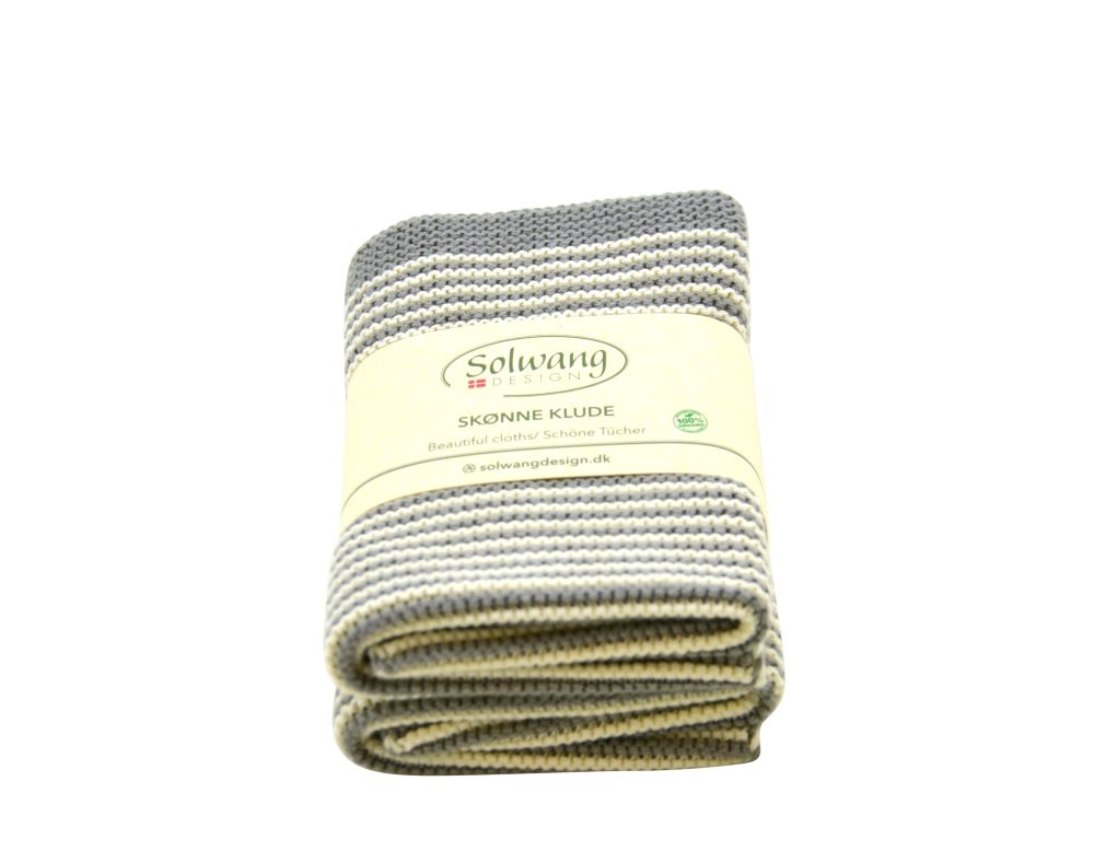 Solwang Wischtuch mit Streifen Natur/Grau BIO 2er Set
