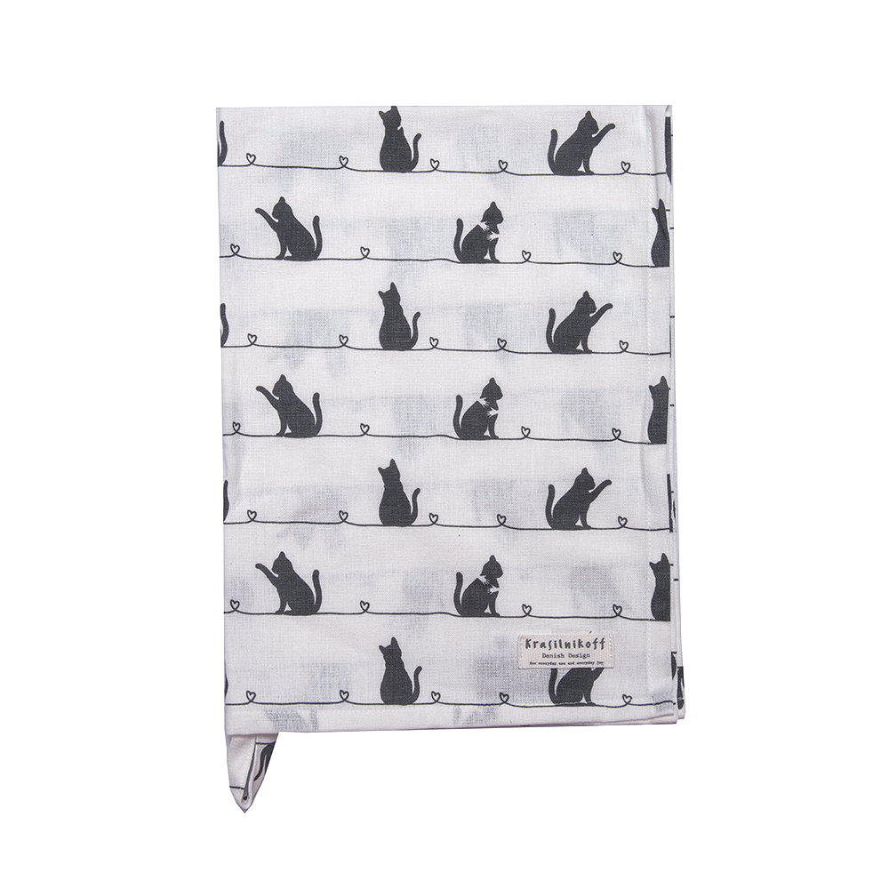 Krasilnikoff Geschirrtuch Cat White