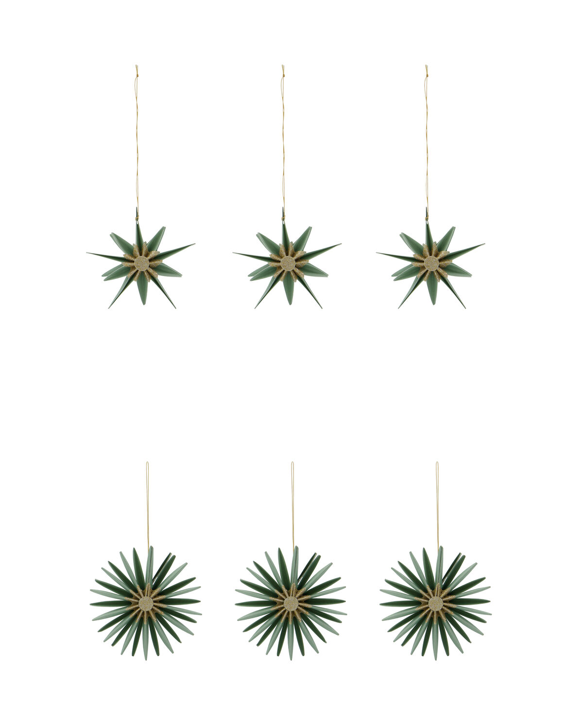 House Doctor Weihnachtsanhänger Sterne Green/Champagne 6er Set