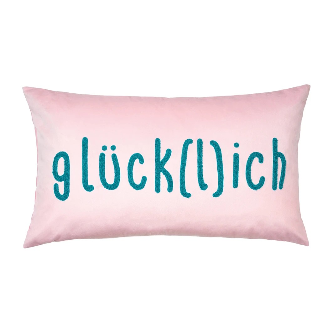 pad design Kissenhülle Letters Glücklich Rosé 35 x 60