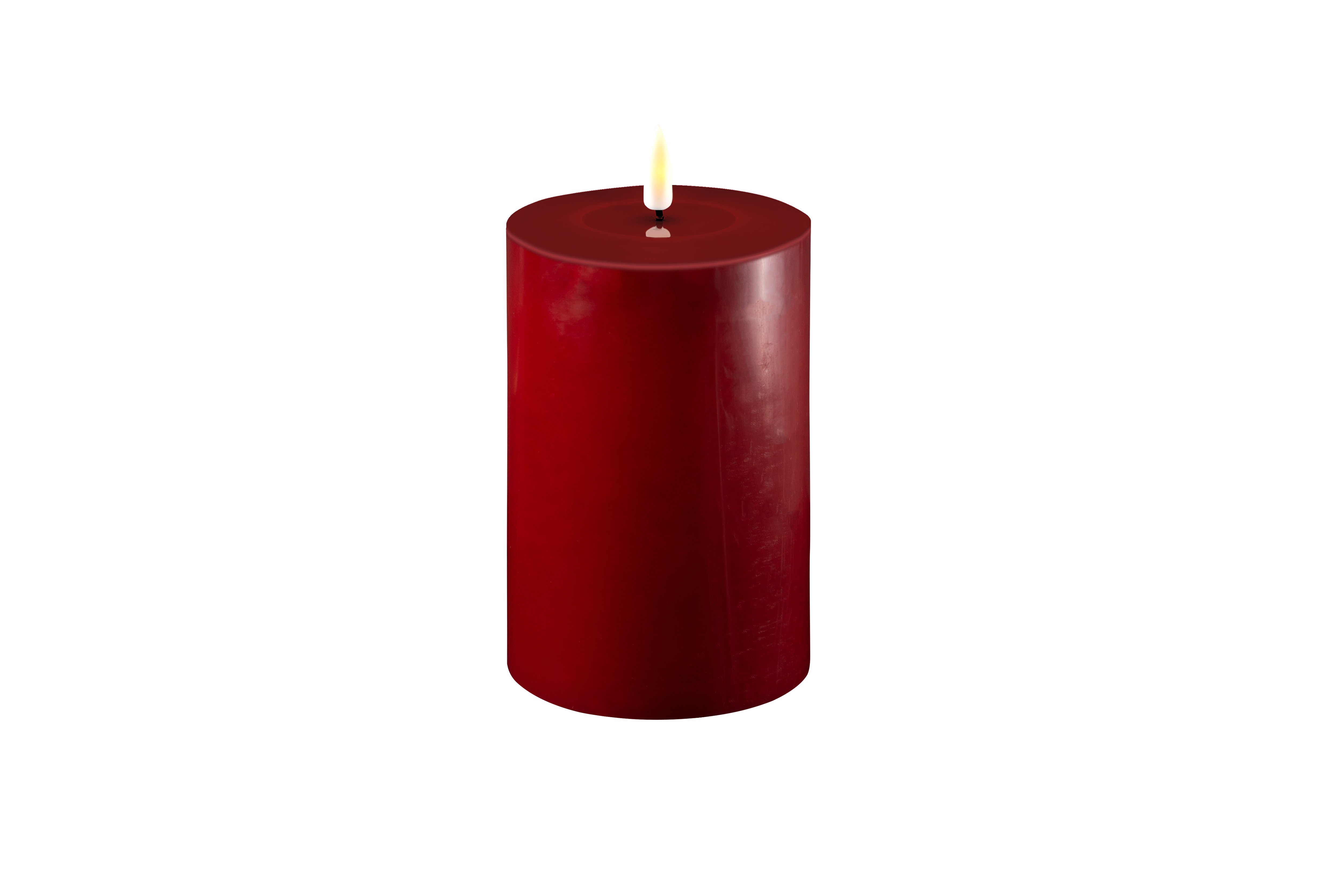 DELUXE HOMEART LED-Stumpenkerze "Real Flame" Bordeaux 10 x 15 cm