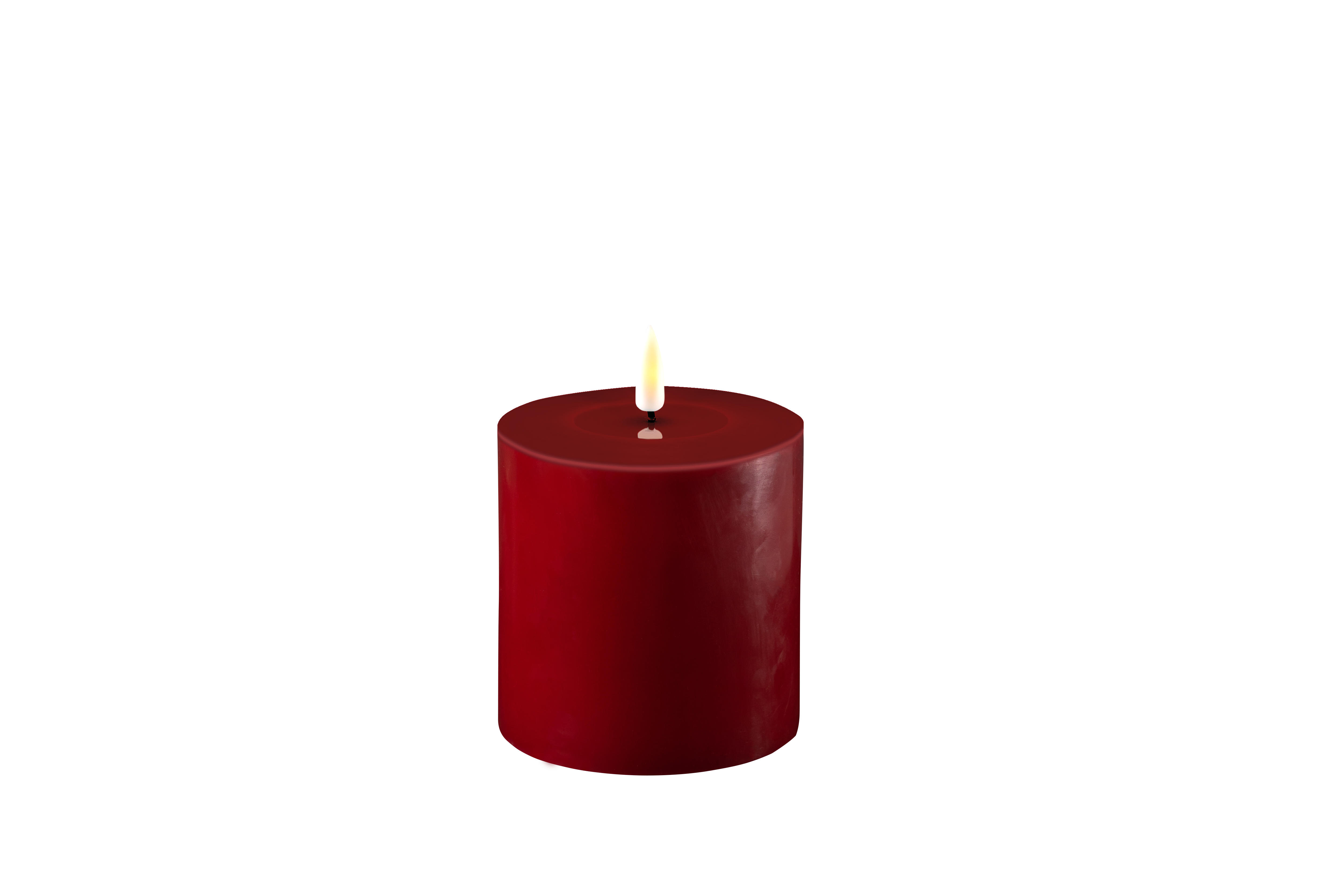 DELUXE HOMEART LED-Stumpenkerze "Real Flame" Bordeaux 10 x 10 cm