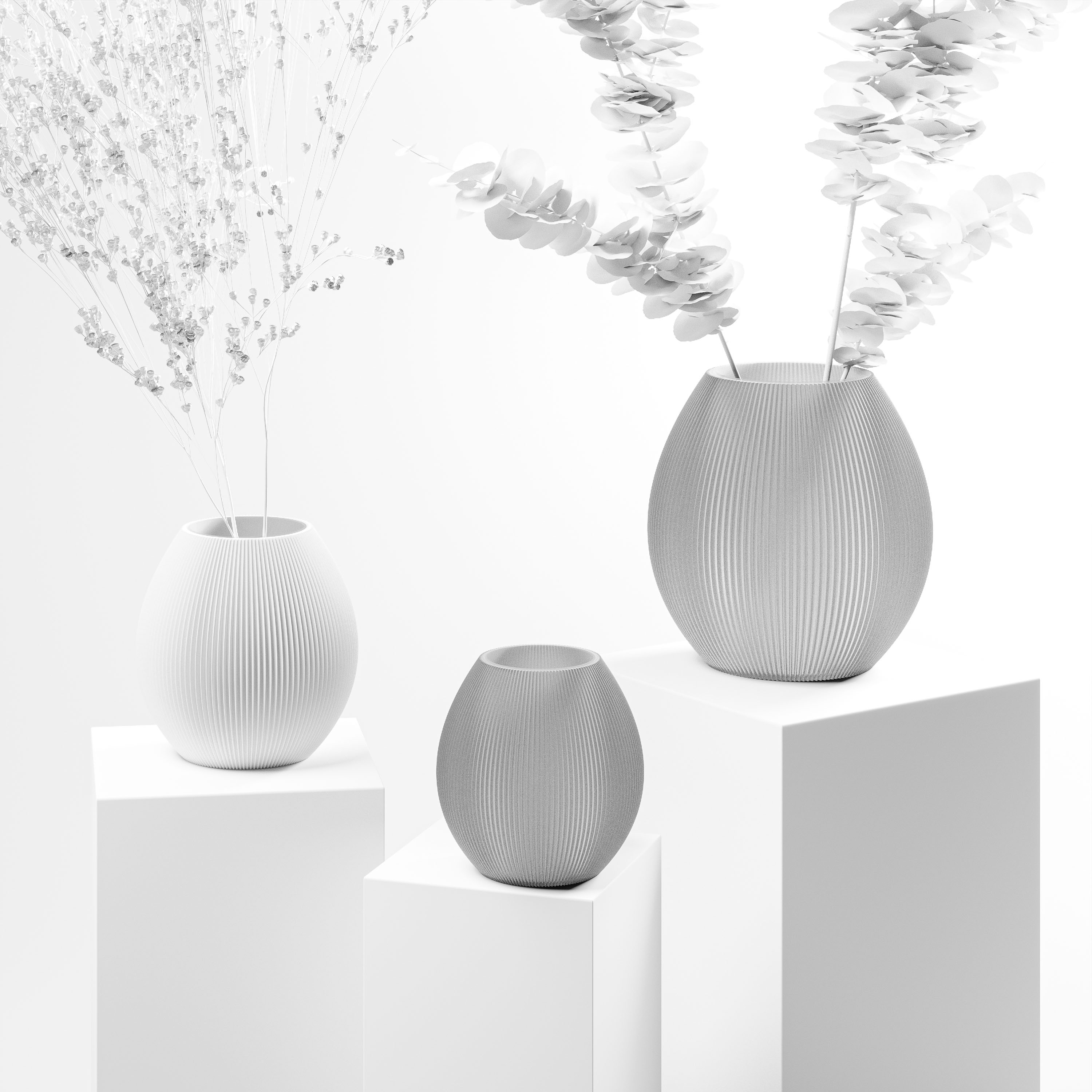 DENNISMAASS Vase Rund M Weiss