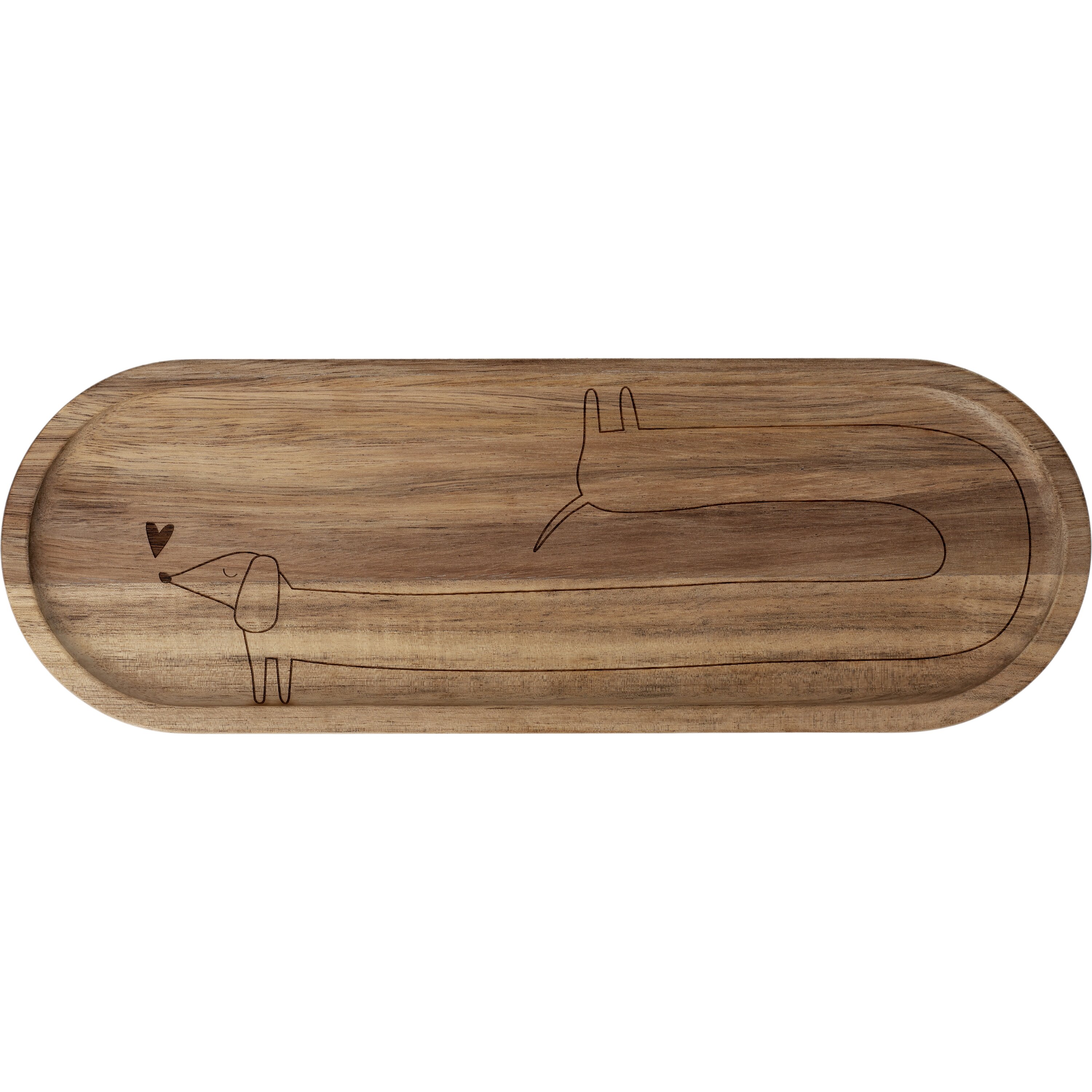 räder Holztablett Oval Dackel Akazienholz