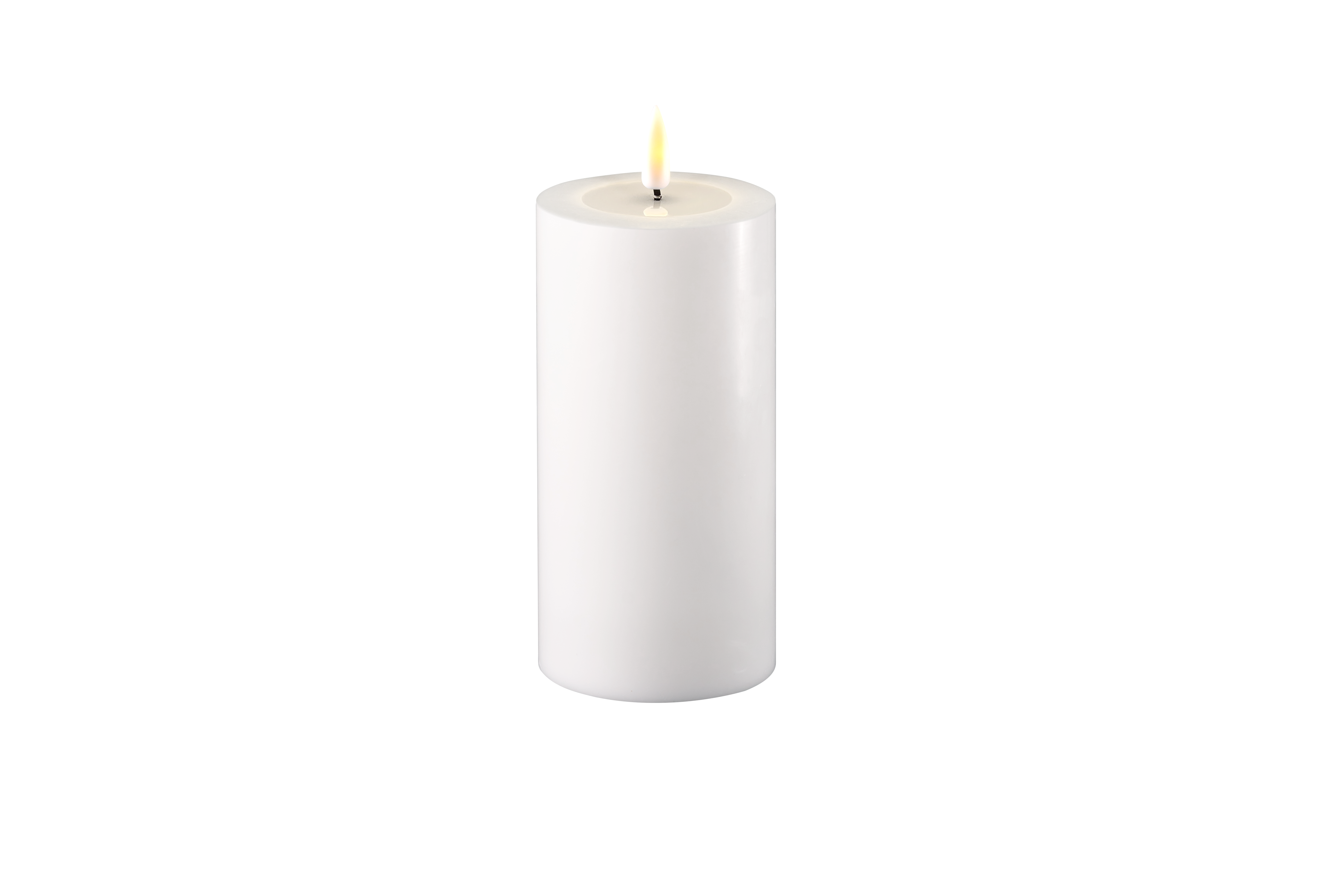 DELUXE HOMEART LED-Stumpenkerze "Real Flame" Weiss 7,5 x 15 cm