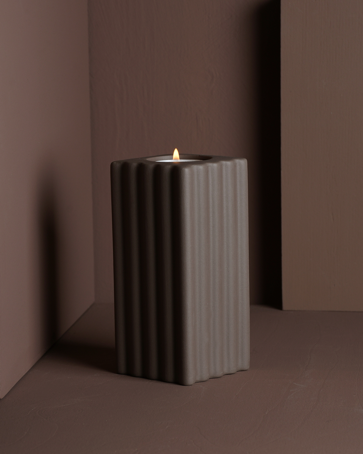 Storefactory Teelichthalter Nickebo Brown Large