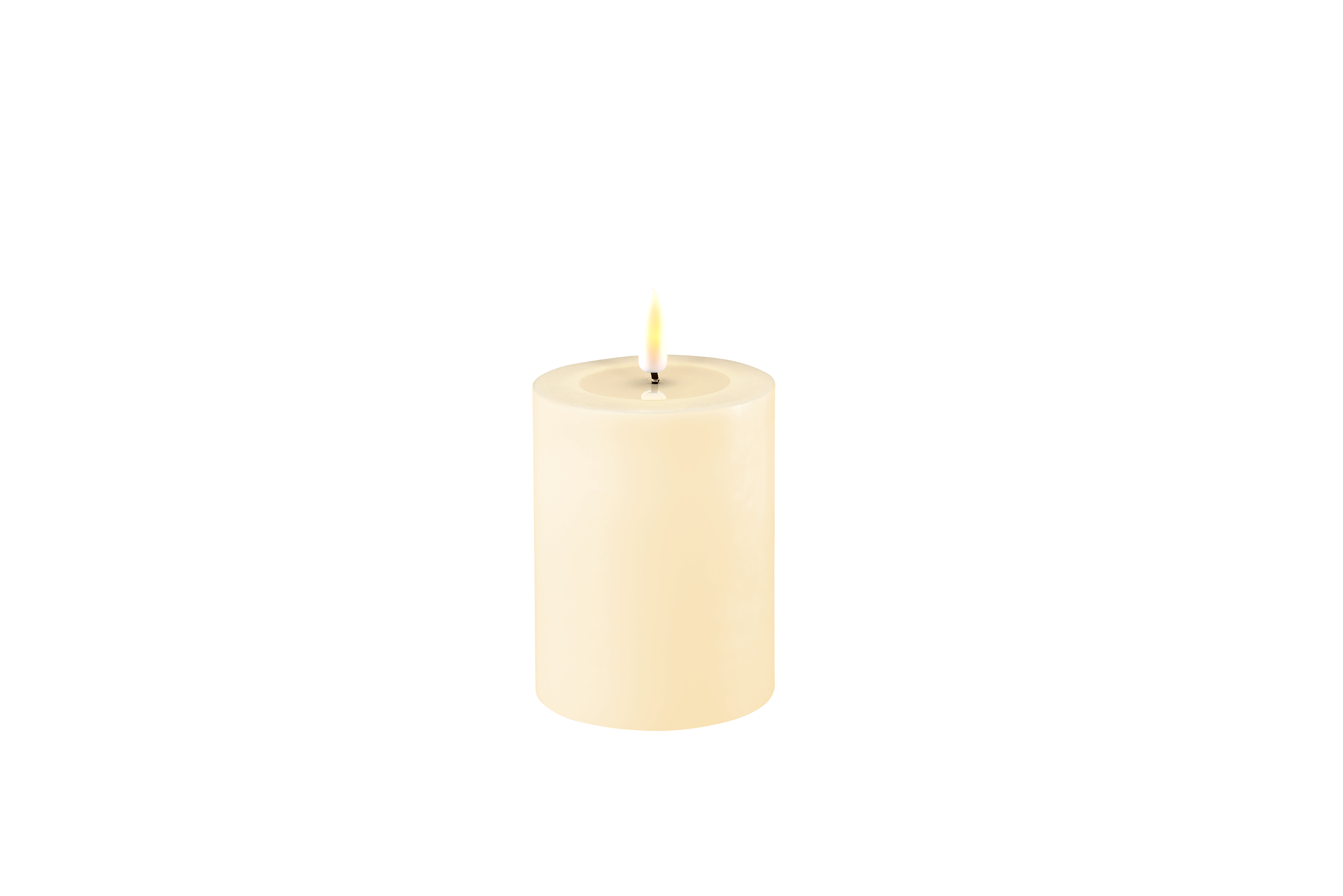 DELUXE HOMEART LED-Stumpenkerze "Real Flame" Creme 7,5 x 10 cm
