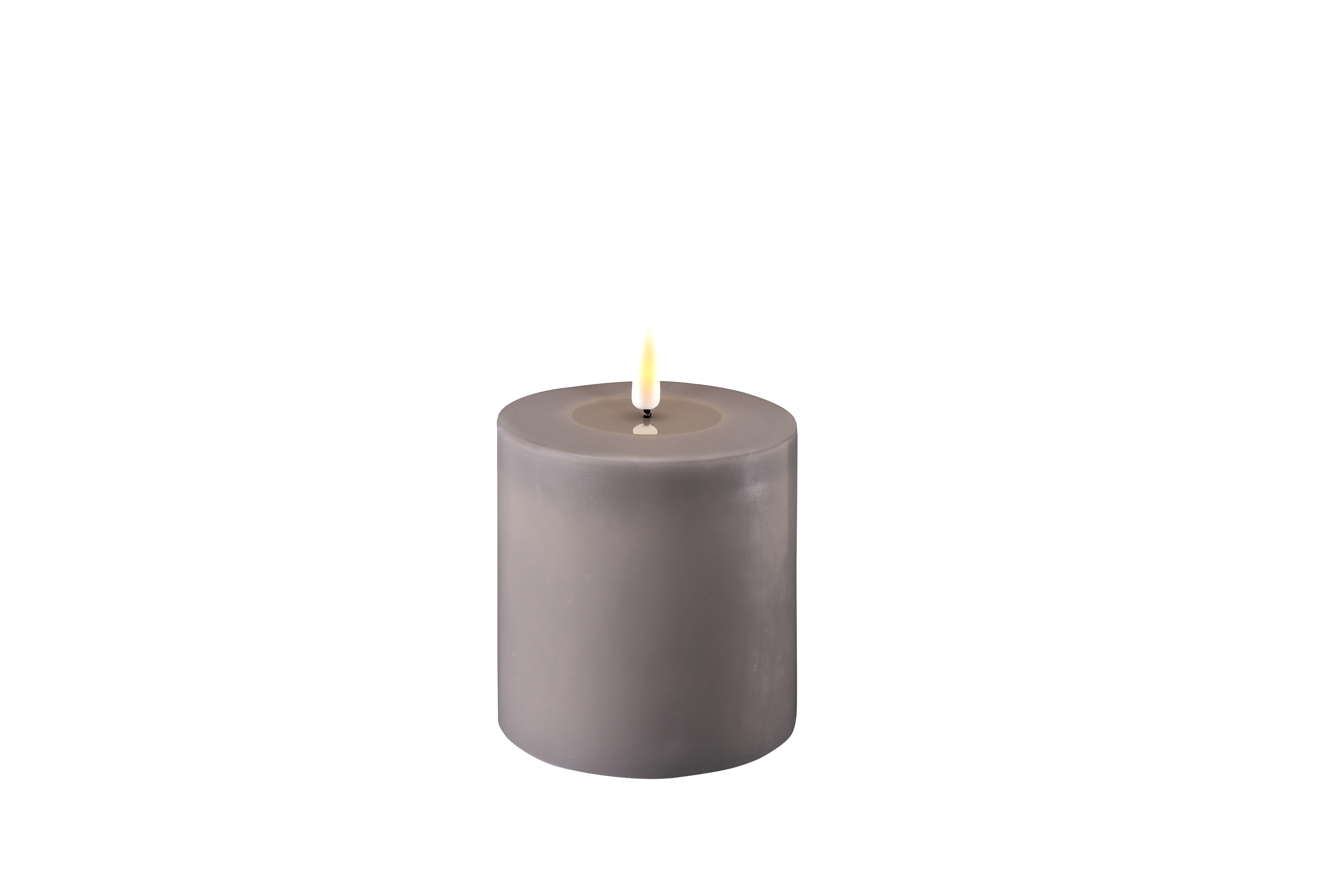 DELUXE HOMEART LED-Stumpenkerze "Real Flame" Grau 10 x 10 cm