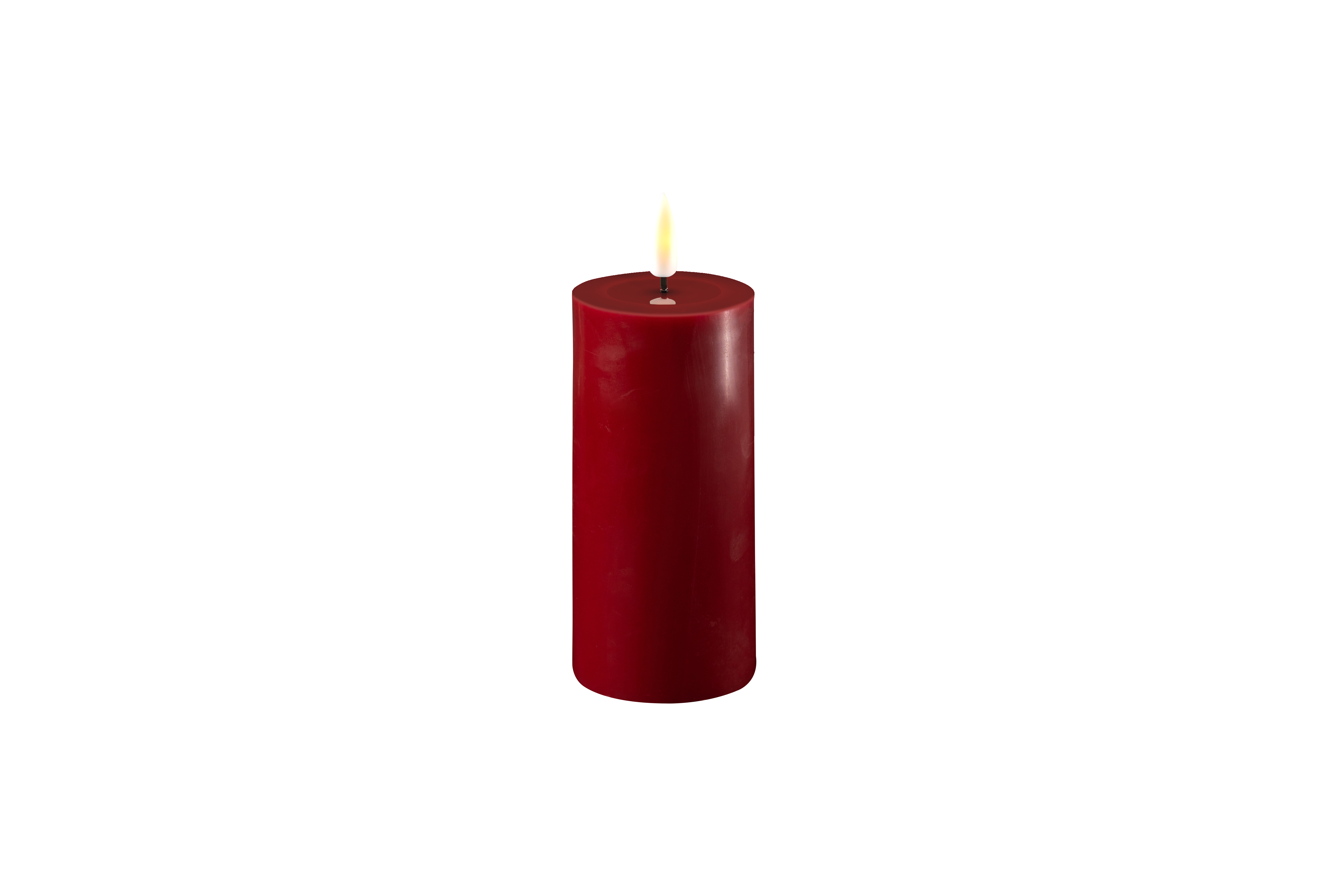 DELUXE HOMEART LED-Stumpenkerze "Real Flame" Bordeaux 5 x 10 cm