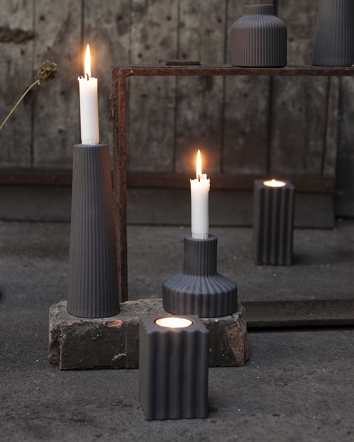 Storefactory Teelichthalter Nickebo Dark Grey Large